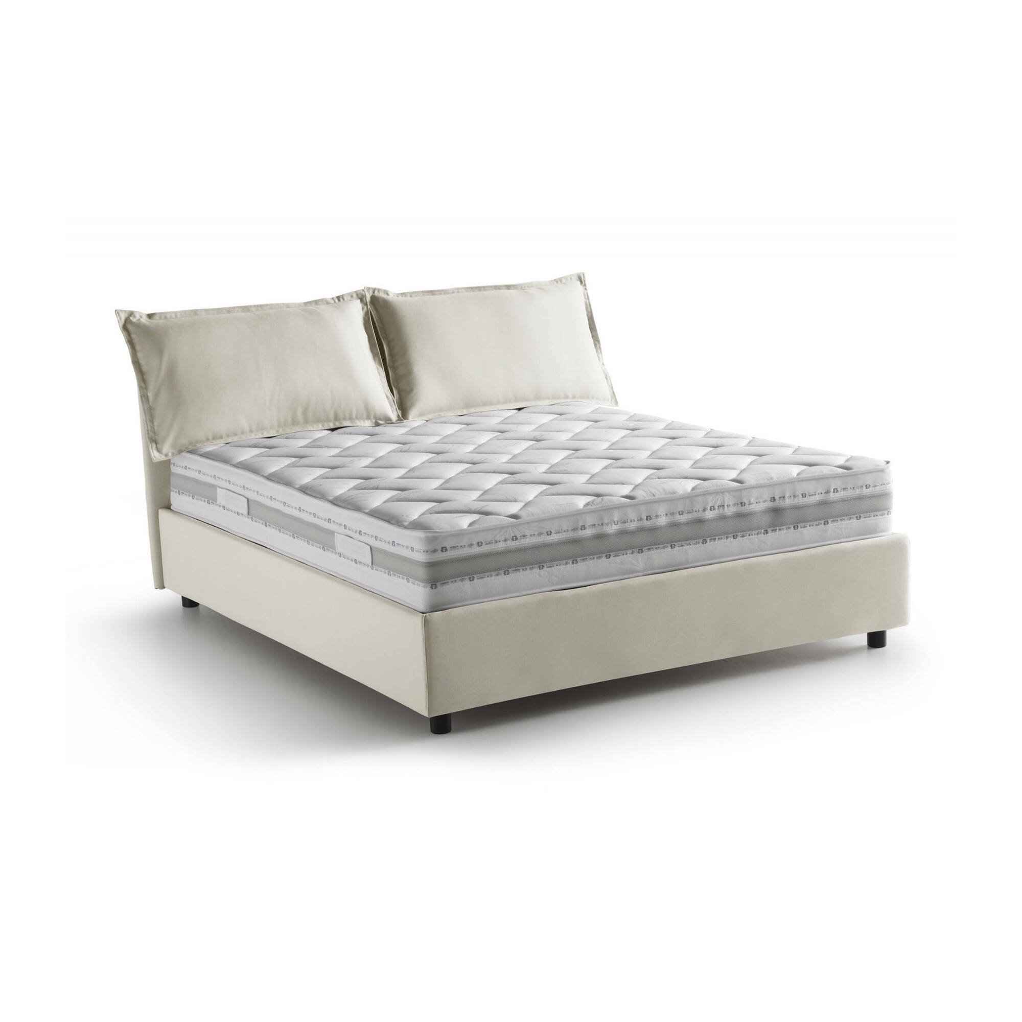 Letto Matrimoniale Amelinda, Letto Matrimoniale Materasso Incluso Made in Italy, Beige