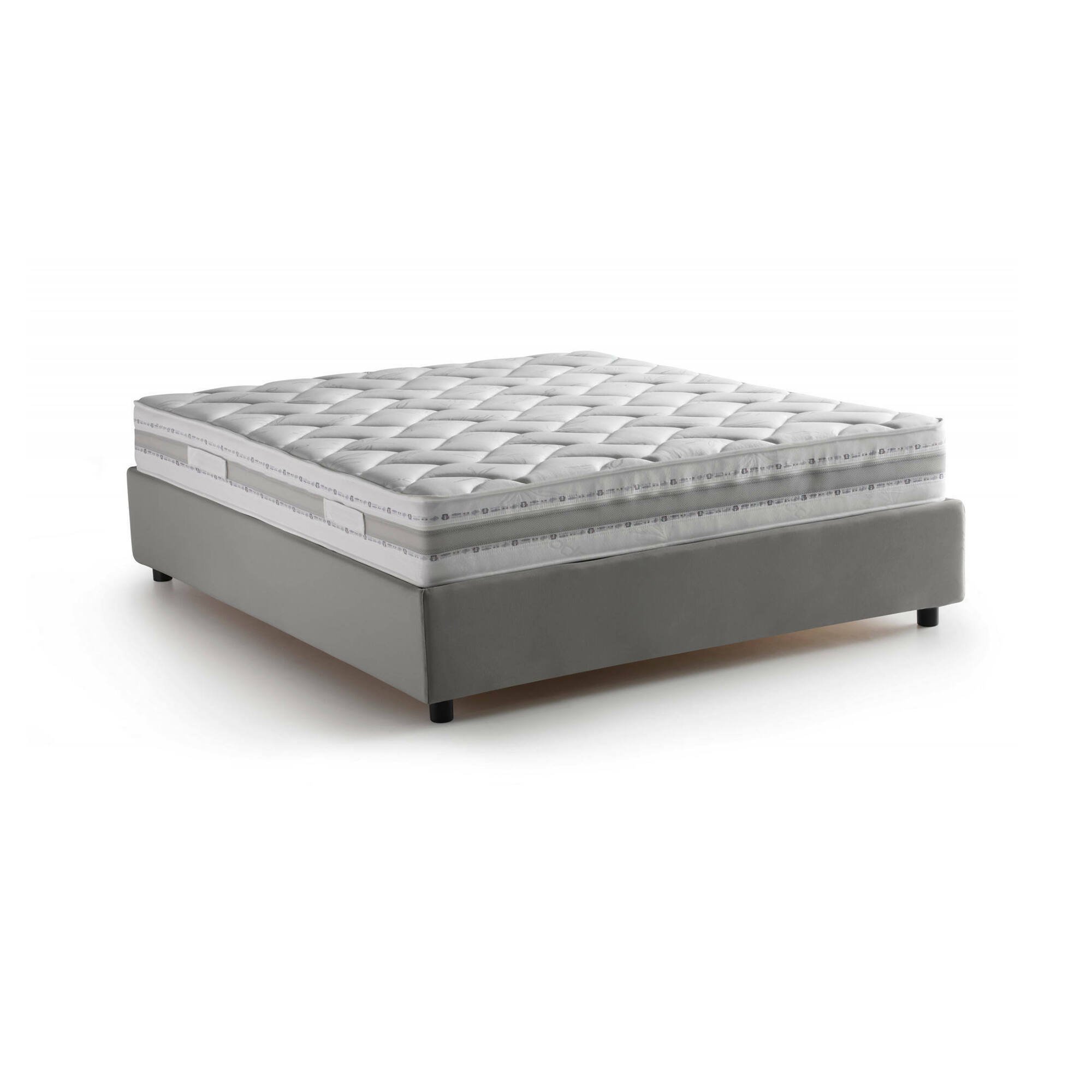 Letto Matrimoniale Alessander, Letto Matrimoniale Materasso Incluso Made in Italy, Grigio