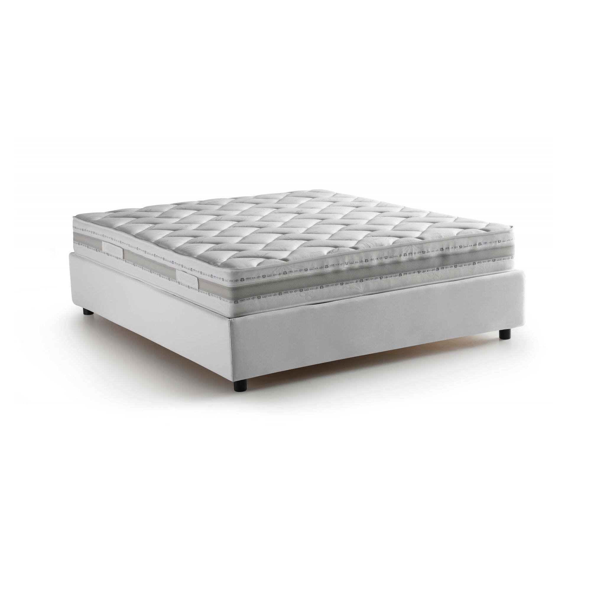 Letto Matrimoniale Alessander, Letto Matrimoniale Materasso Incluso Made in Italy, Bianco