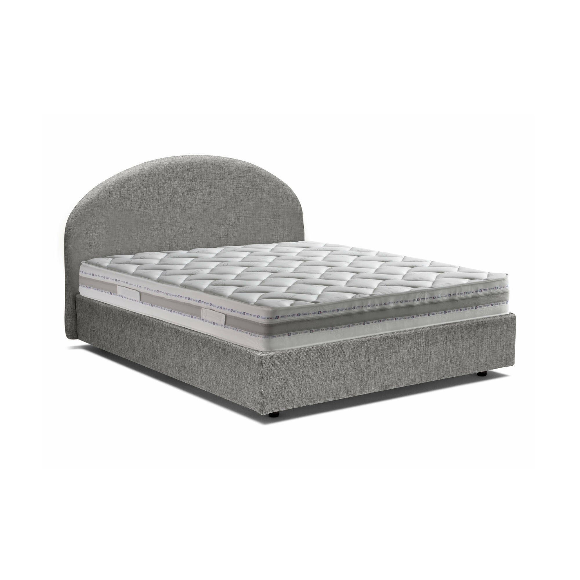 Letto Matrimoniale Melanite, Letto Matrimoniale Materasso Incluso Made in Italy, Grigio