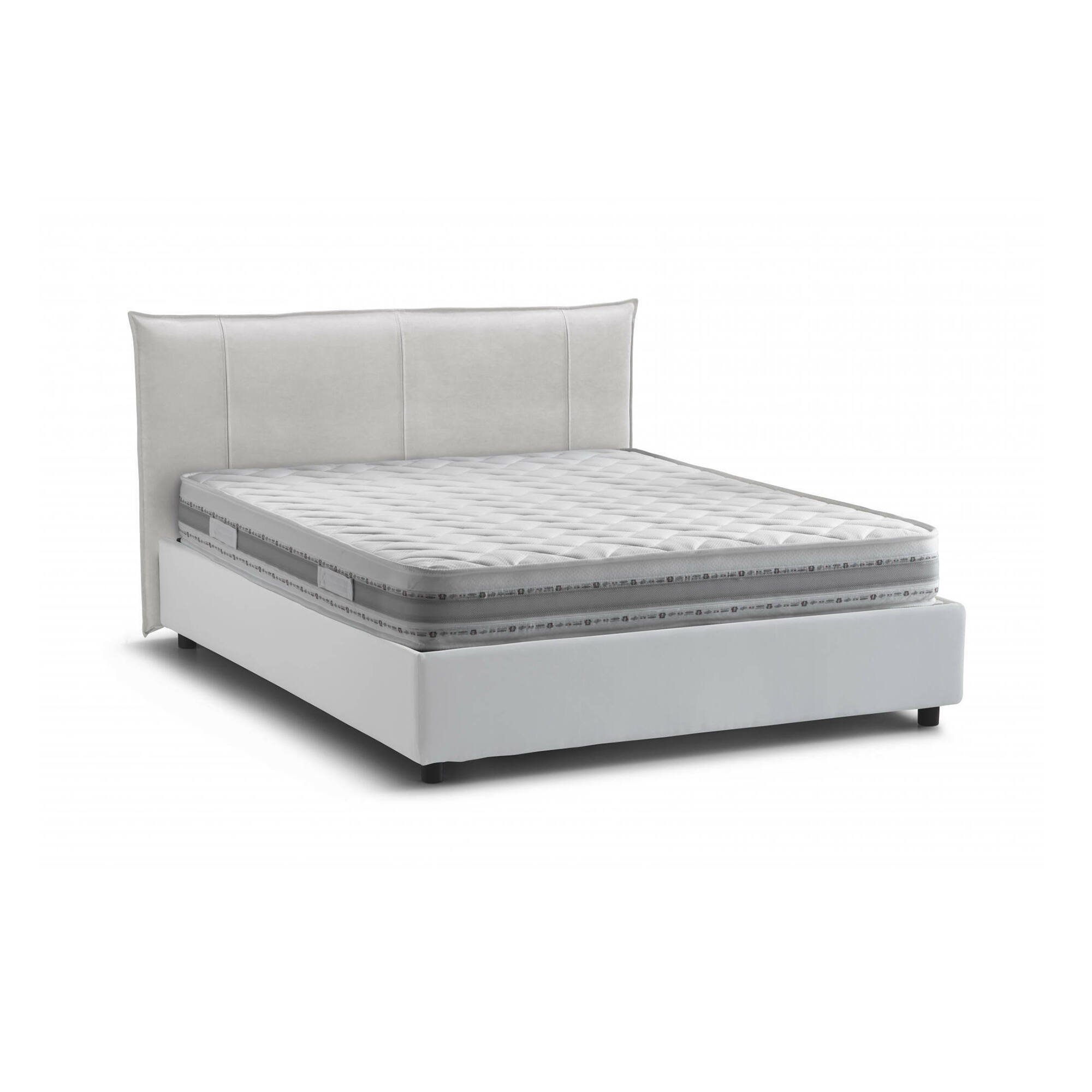 Letto Matrimoniale Almond, Letto Matrimoniale Materasso Incluso Made in Italy, Bianco