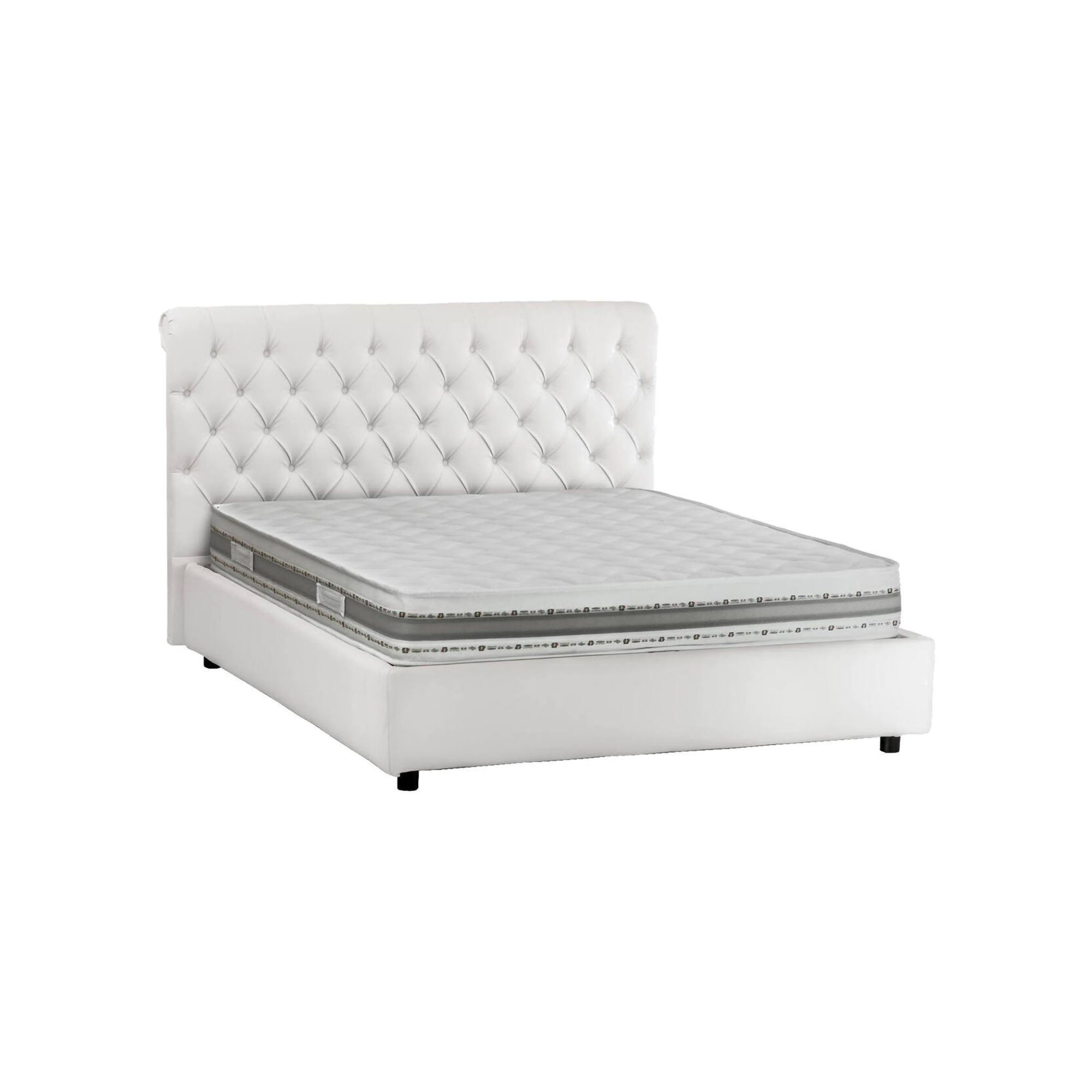 Letto Matrimoniale Arnorld, Letto Matrimoniale Materasso Incluso Made in Italy, Bianco