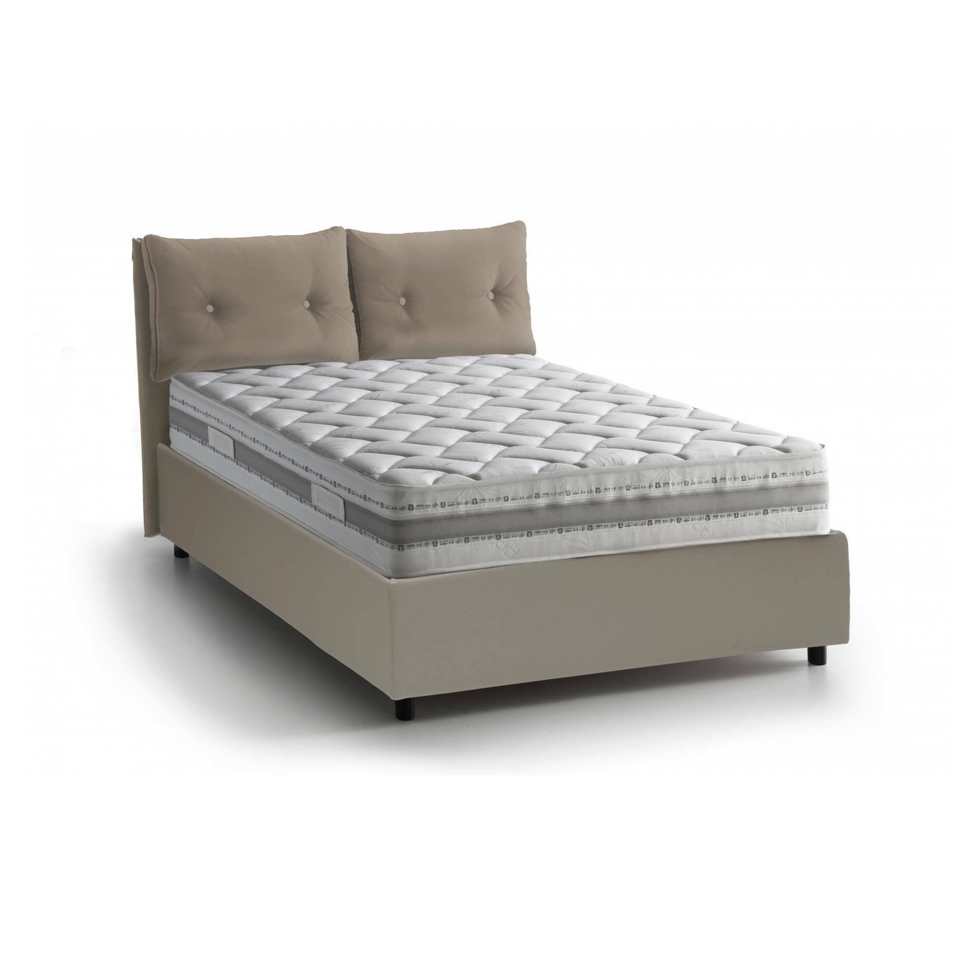 Letto Matrimoniale Aylyn, Letto Matrimoniale Materasso Incluso Made in Italy, Grigio