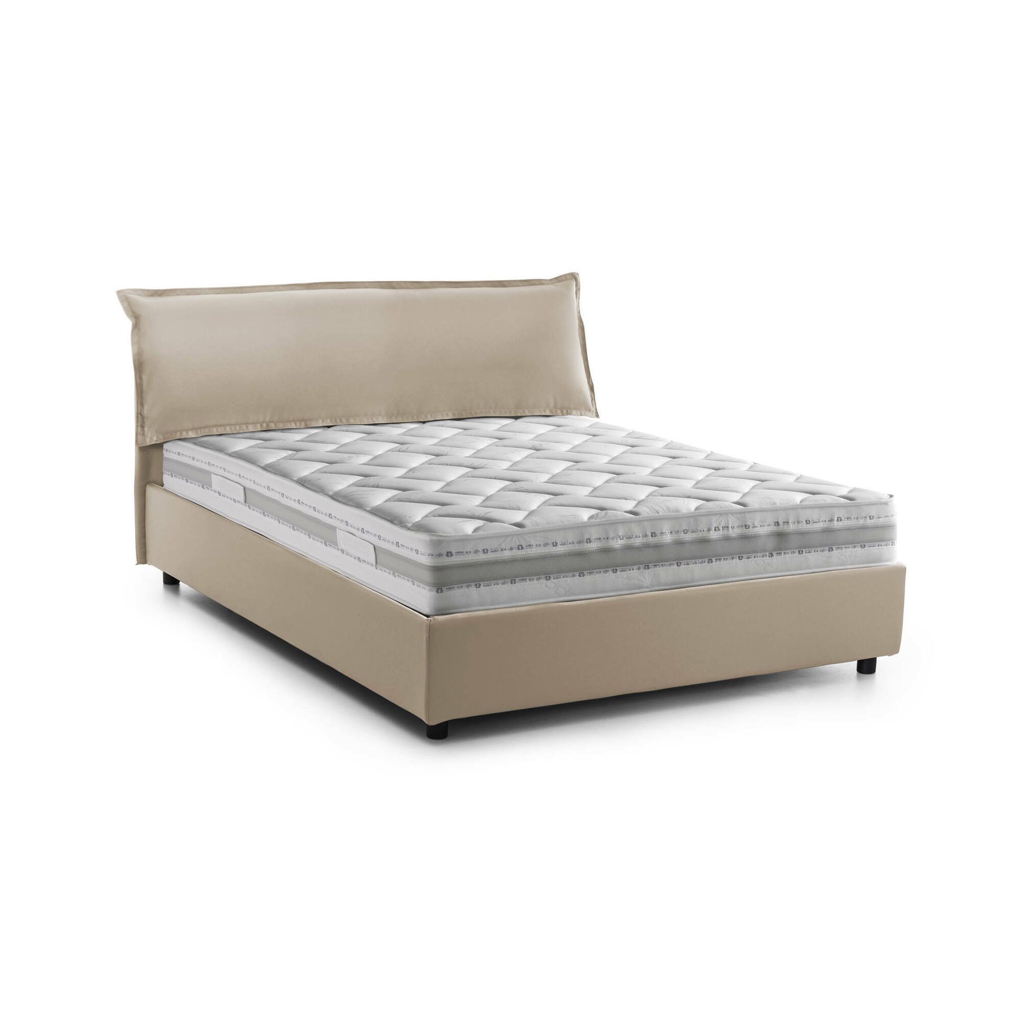 Letto Matrimoniale Aishia, Letto Matrimoniale Materasso Incluso Made in Italy, Beige