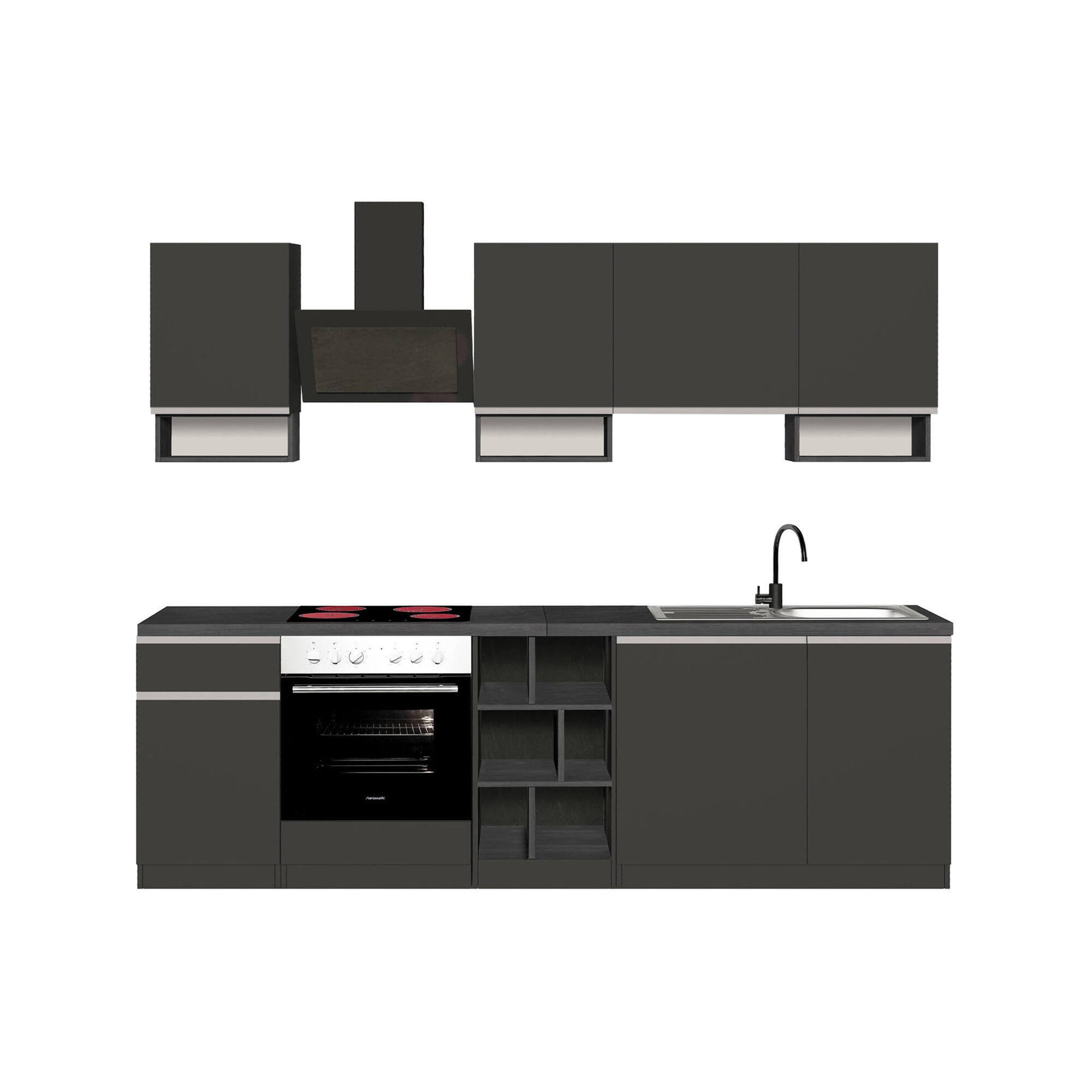 Cucinino Attimis, Cucina Completa un Cassetto Made in Italy, Grigio Ardesia