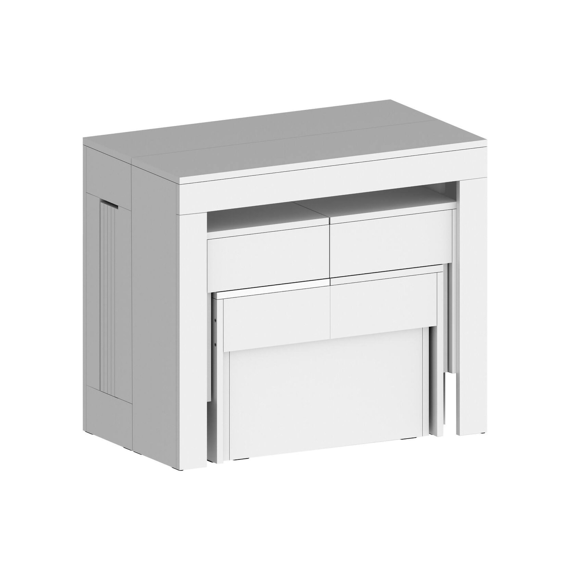 Auditore, set Tavolo e Sedie 12 Posti Made in Italy, Bianco Lucido