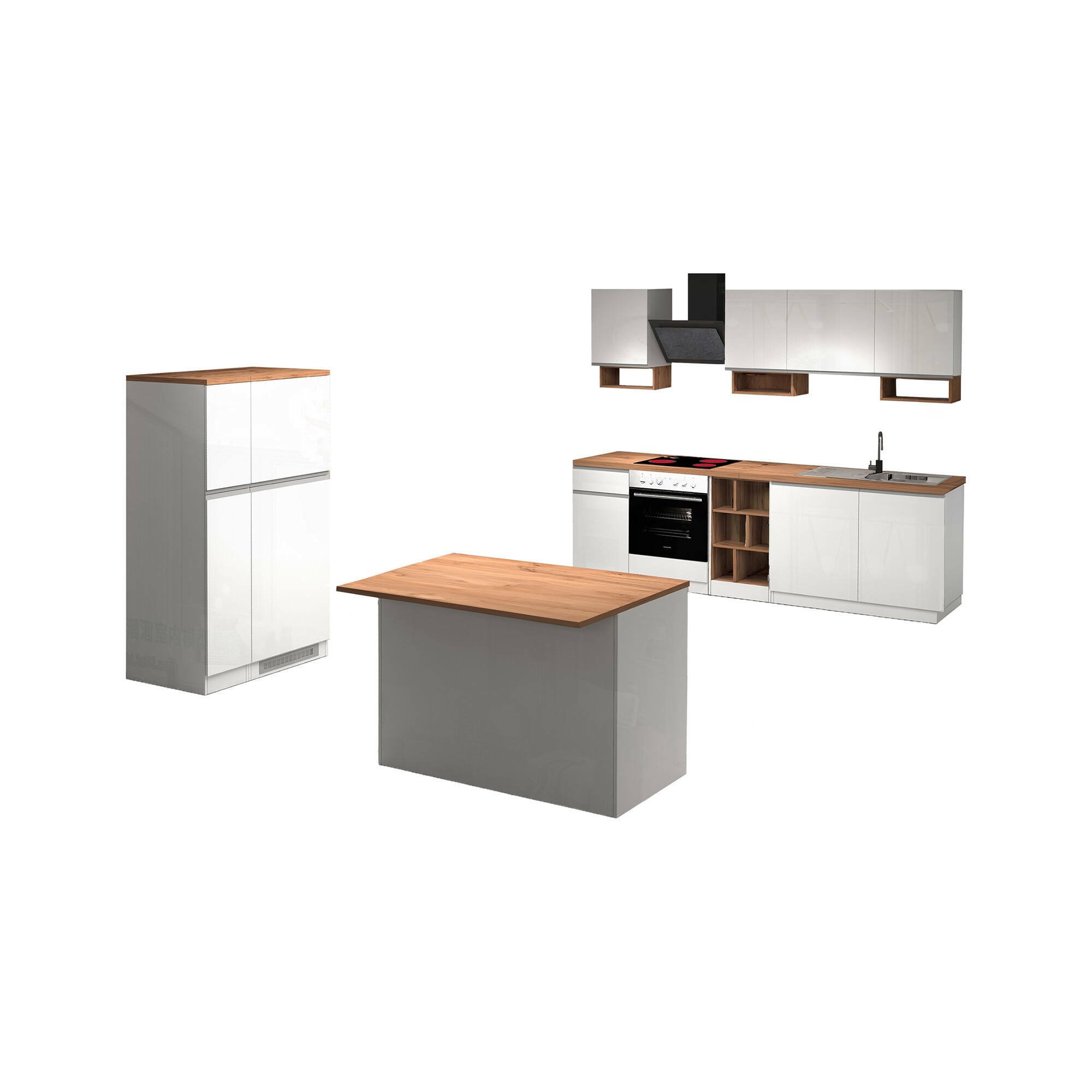 Cucinino Armend, Cucina Completa 3 Cassetti Made in Italy, Bianco Lucido