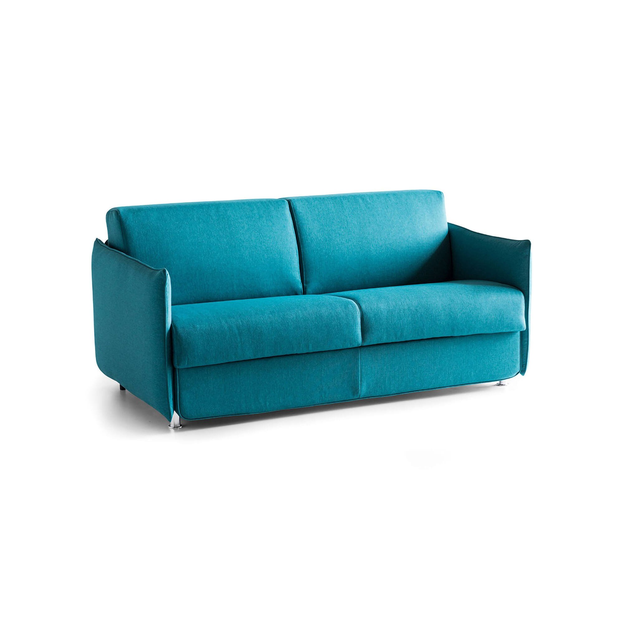 Follina, Divano Letto 2 Posti Sfoderabile Made in Italy, 160x95 cm Azzurro