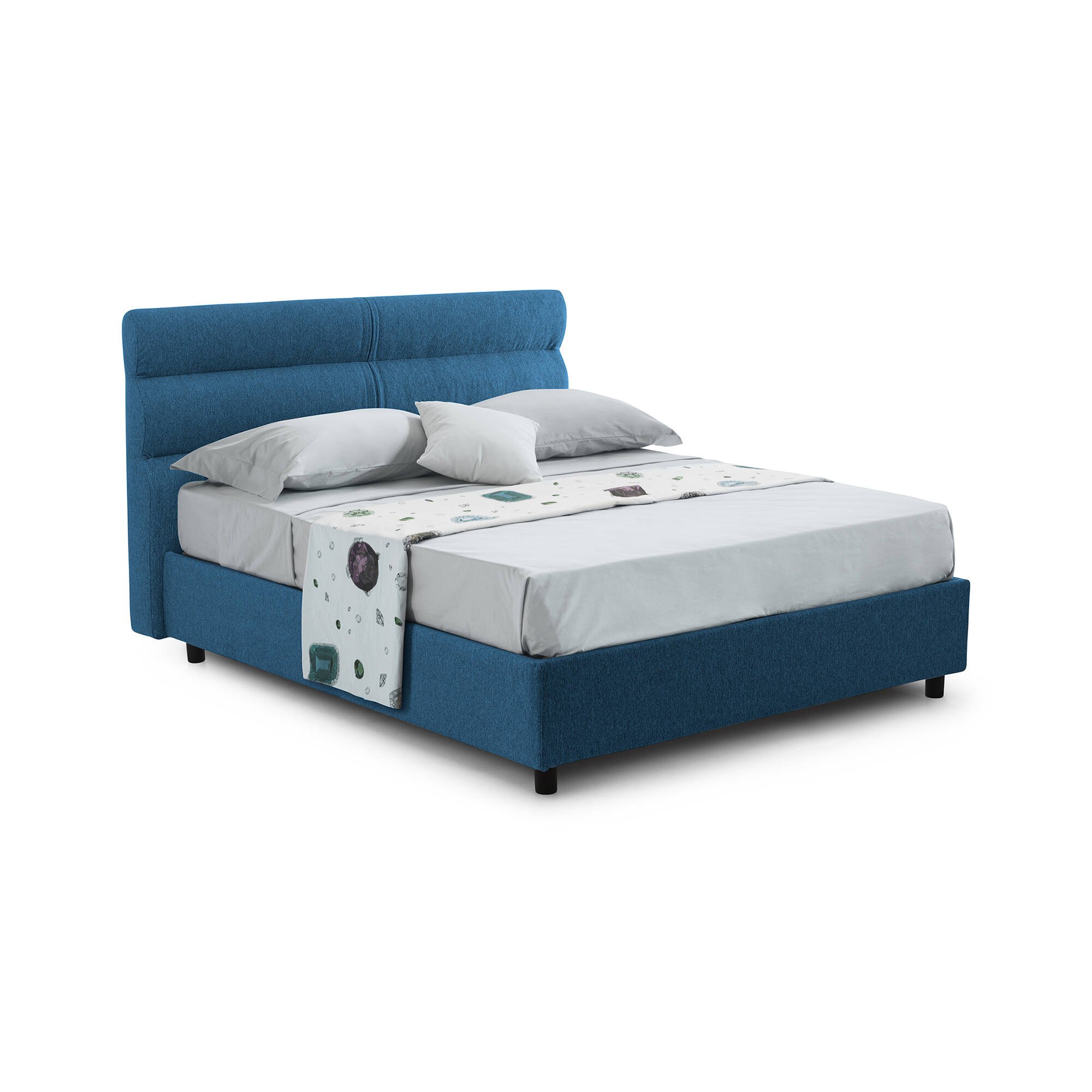 Briosco, Letto Piazza e Mezza Materasso Incluso Made in Italy, blu