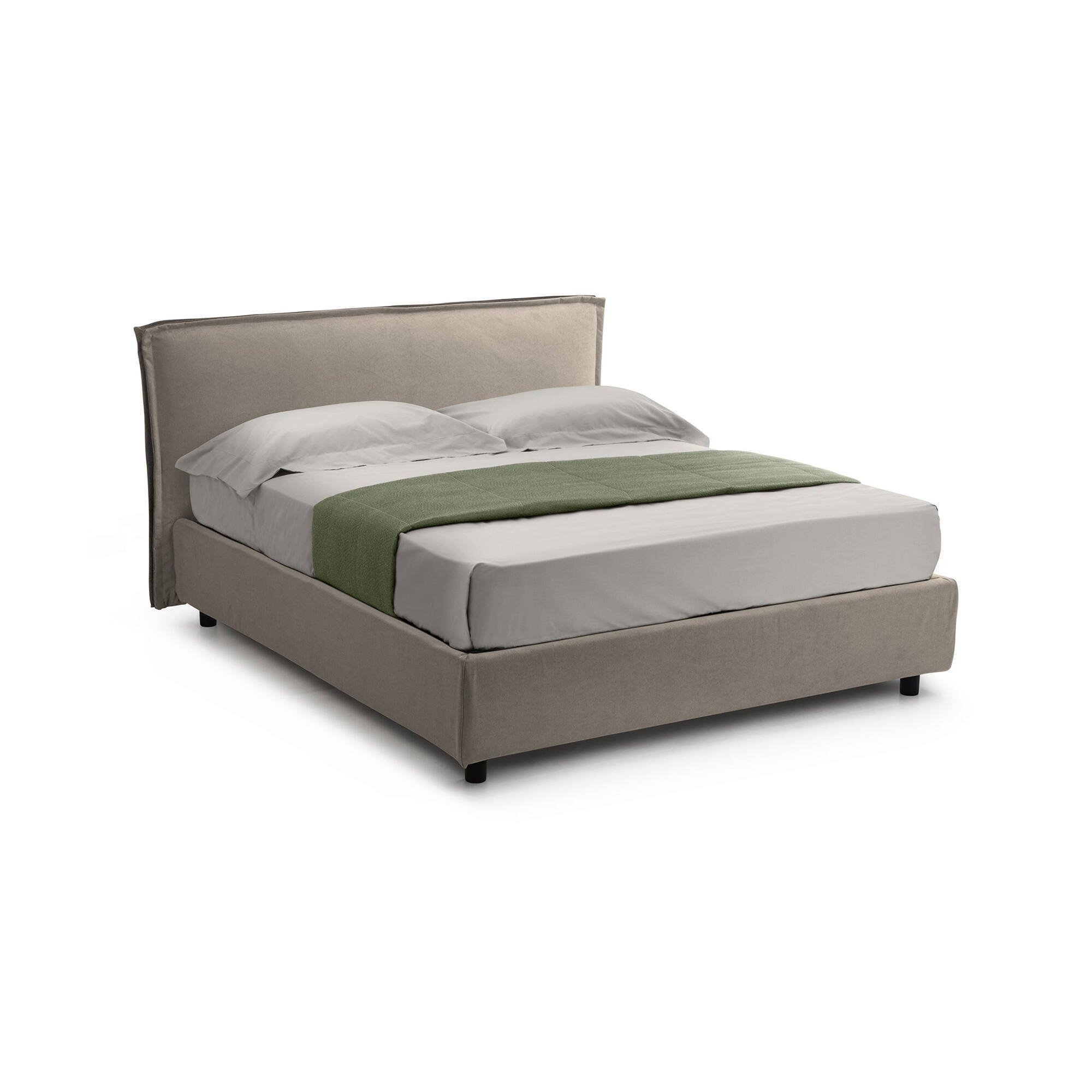 Brunate, Letto Matrimoniale Materasso Incluso Made in Italy, Grigio Tortora