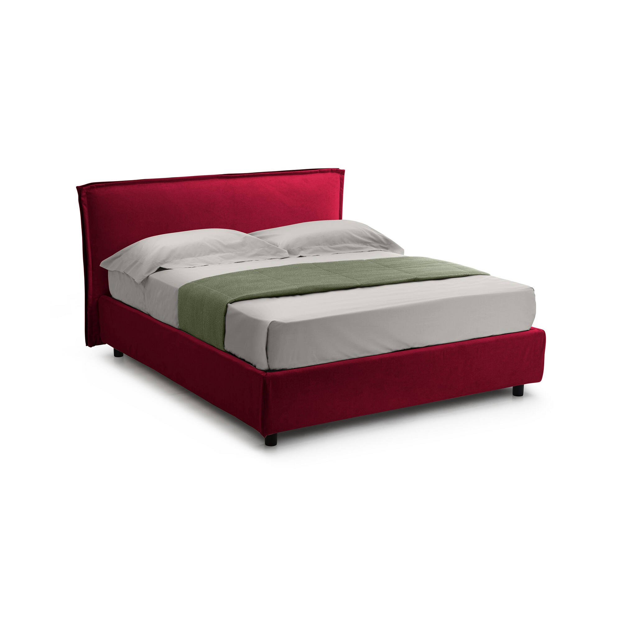 Bruzolo, Letto Matrimoniale Materasso Incluso Made in Italy, Rosso