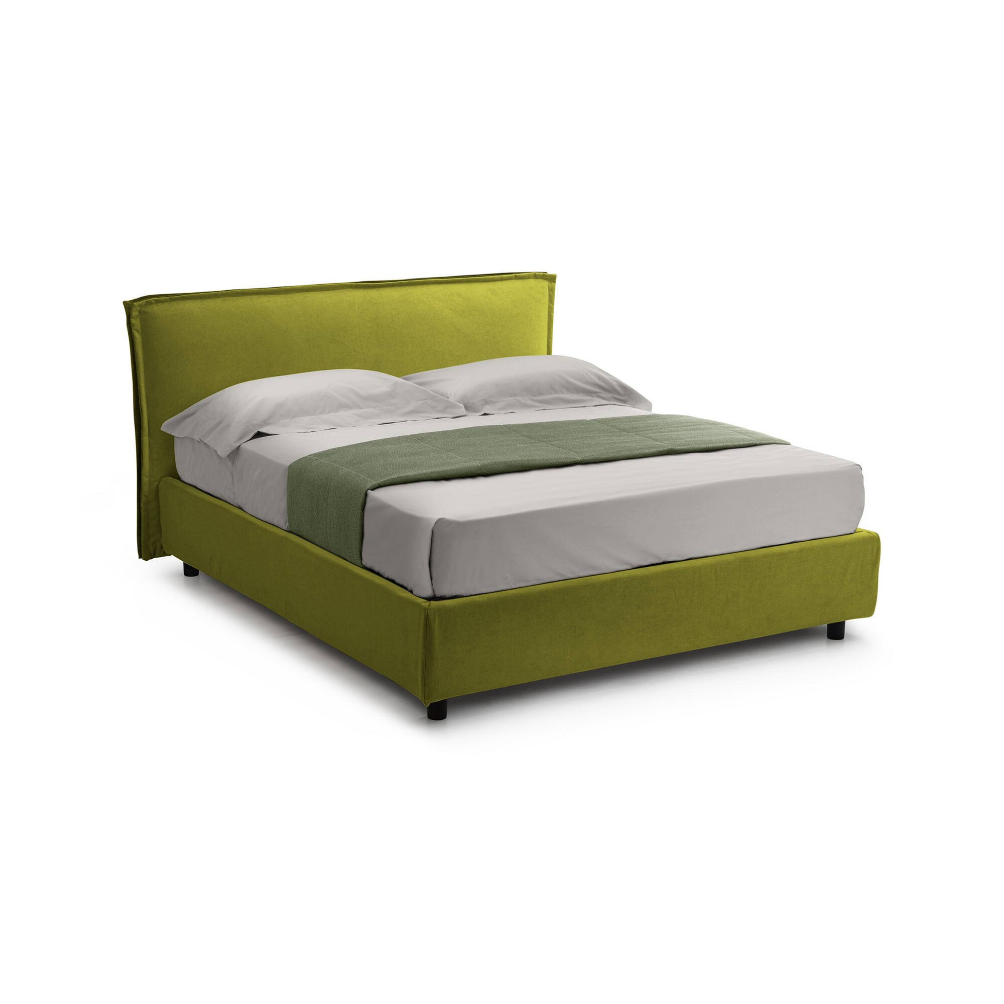 Brunate, Letto Matrimoniale Materasso Incluso Made in Italy, Verde
