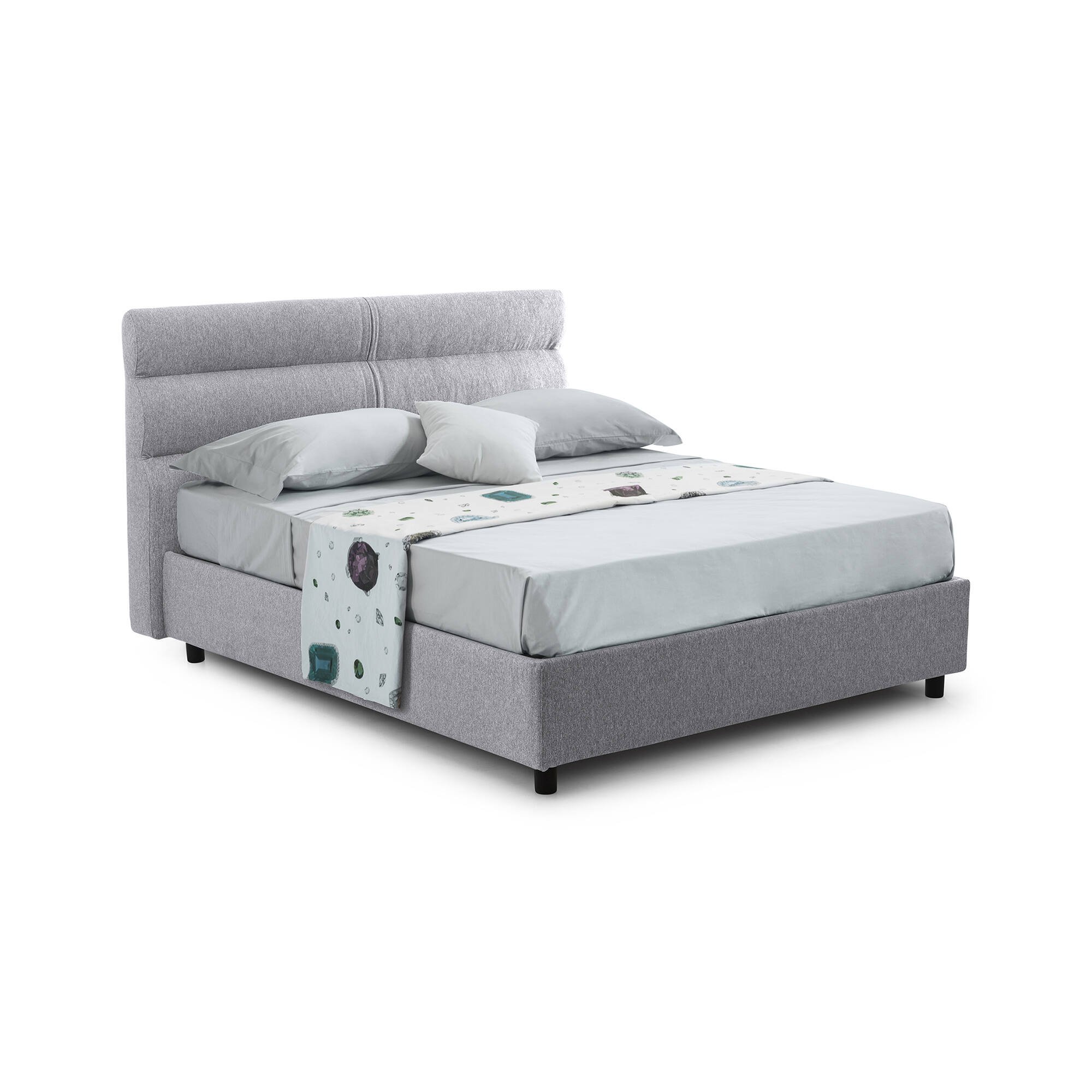 Briatico, Letto Matrimoniale Materasso Incluso Made in Italy, Grigio