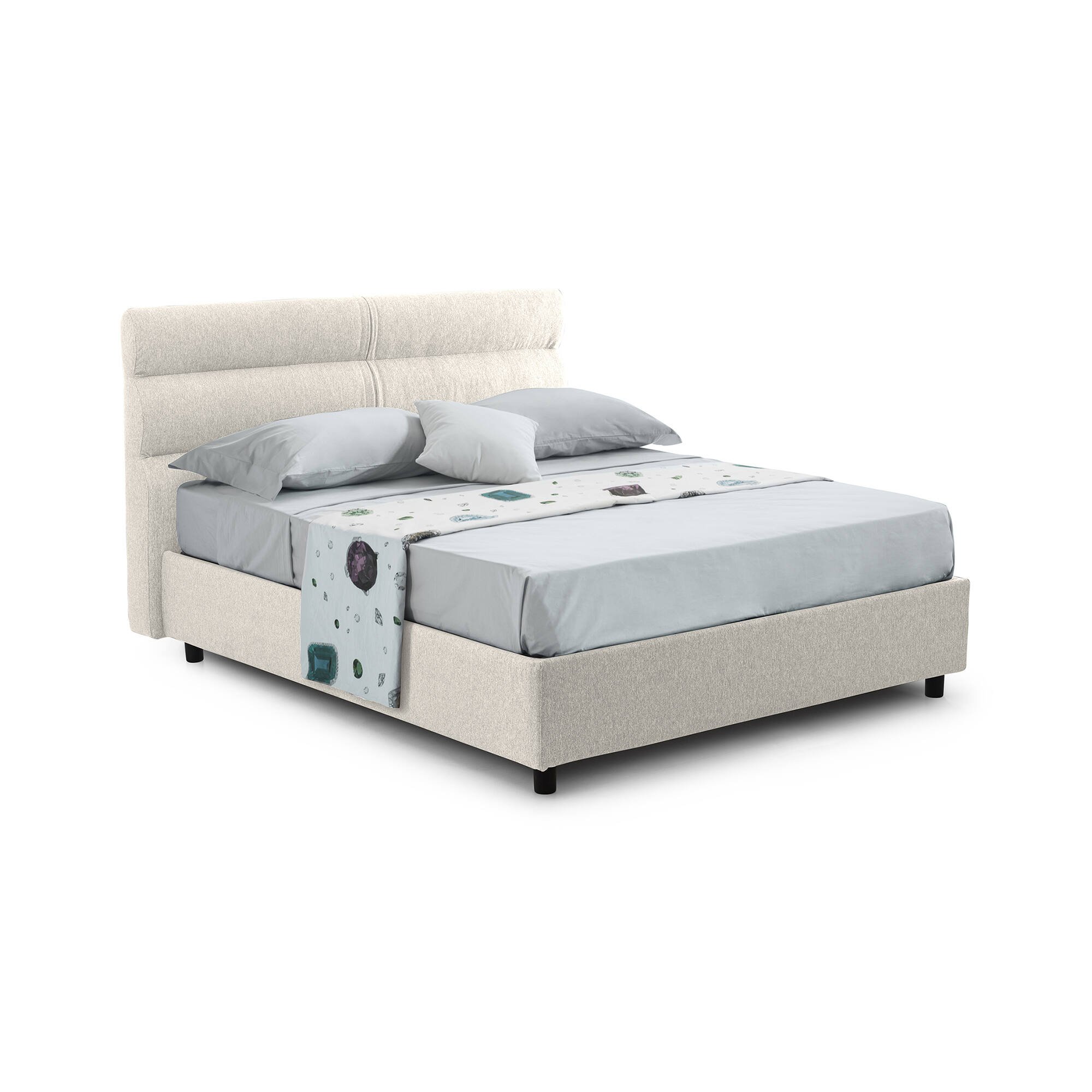 Bedero, Letto Matrimoniale Materasso Incluso Made in Italy, Beige