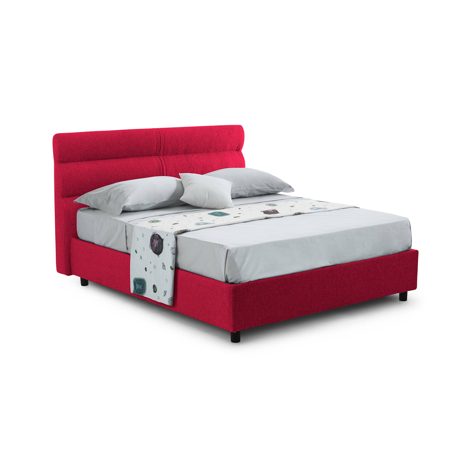 Bedero, Letto Matrimoniale Materasso Incluso Made in Italy, Rosso