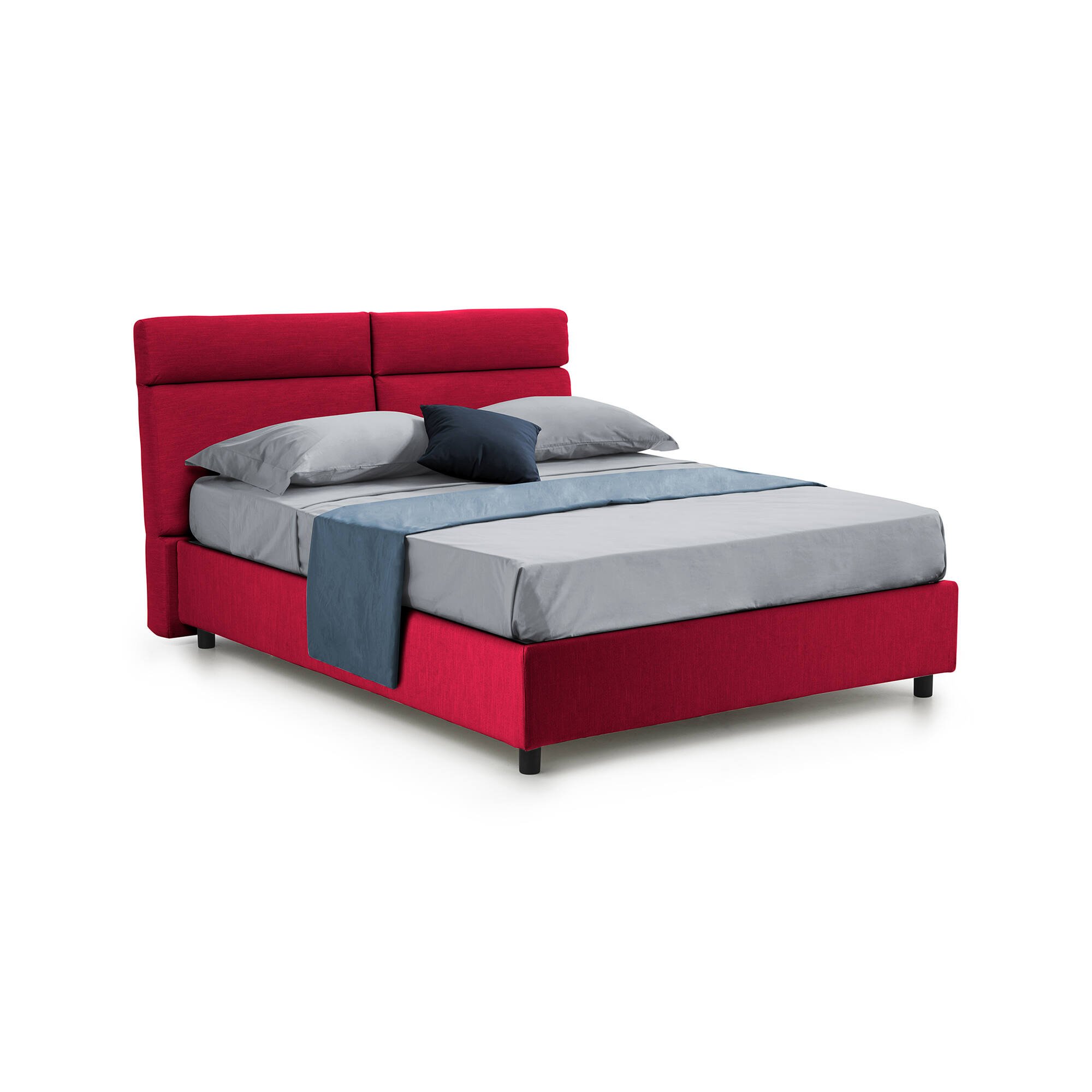 Asica, Letto Matrimoniale Materasso Incluso Made in Italy, Rosso