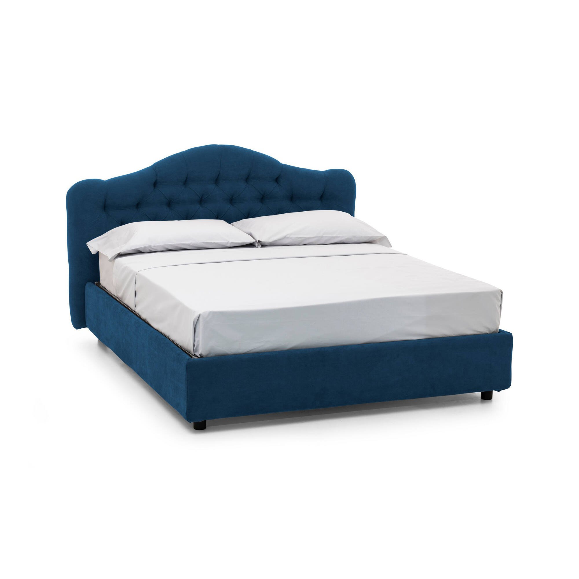 Alfer, Letto Matrimoniale Materasso Incluso Made in Italy, blu