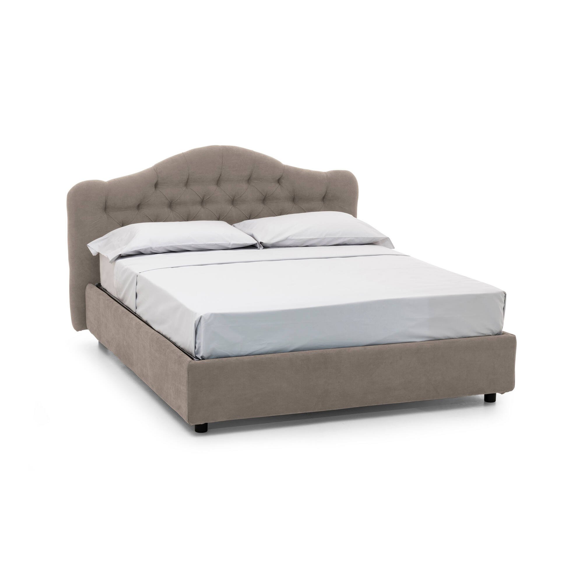 Allik, Letto Matrimoniale Materasso Incluso Made in Italy, Grigio Tortora