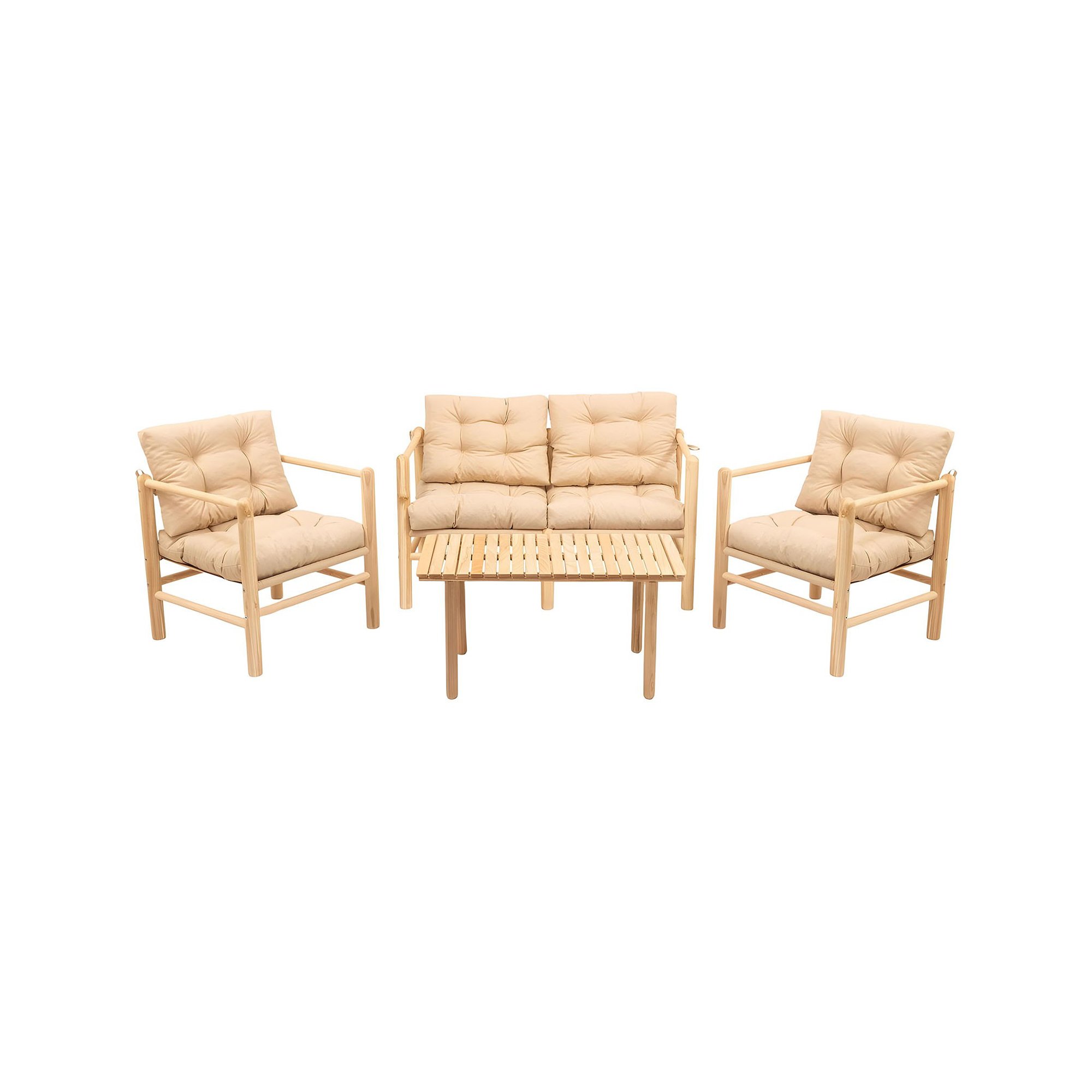 Frigento, set Tavolo e Sedie 4 Posti, Marrone Crema