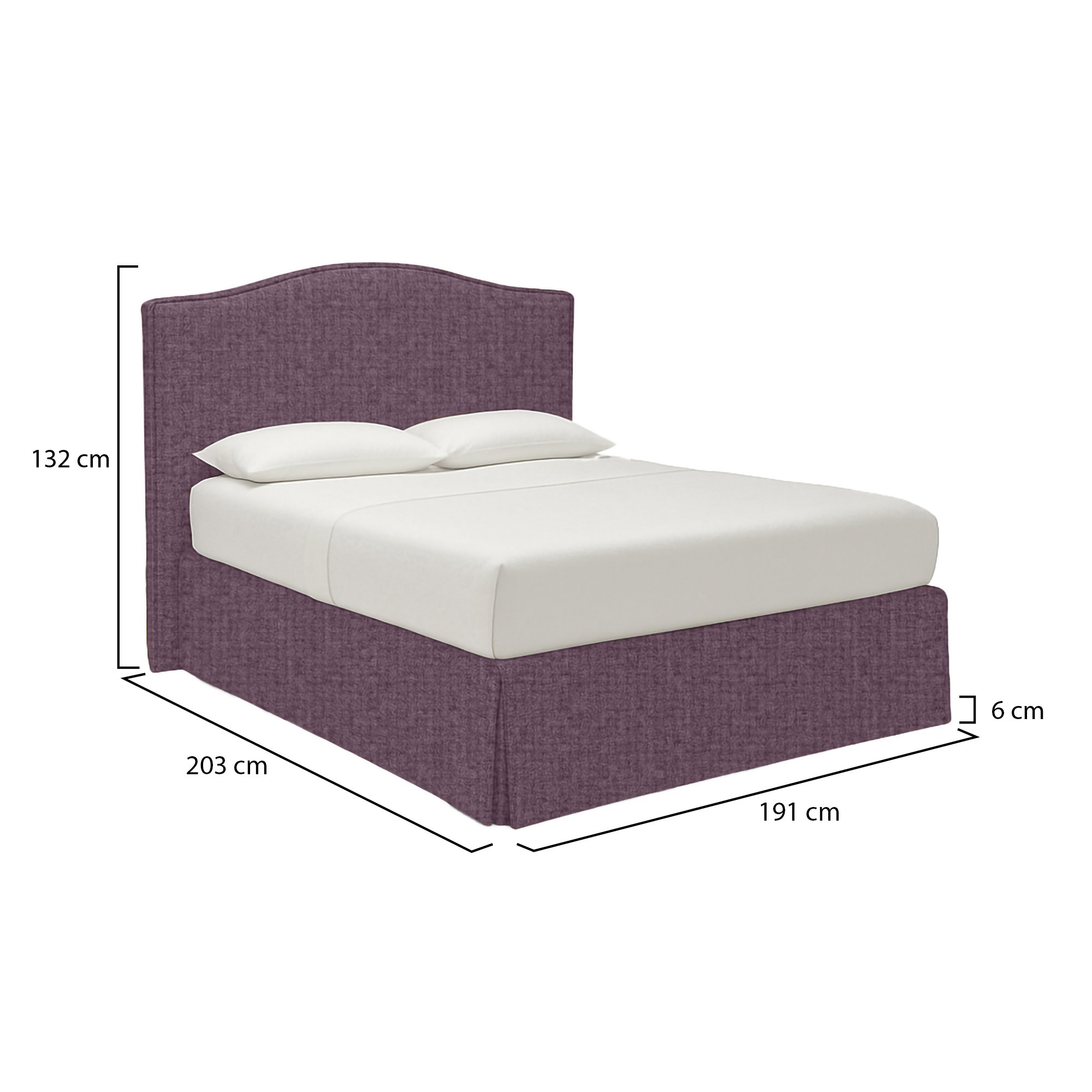 Letto matrimoniale con contenitore e design viola lilla