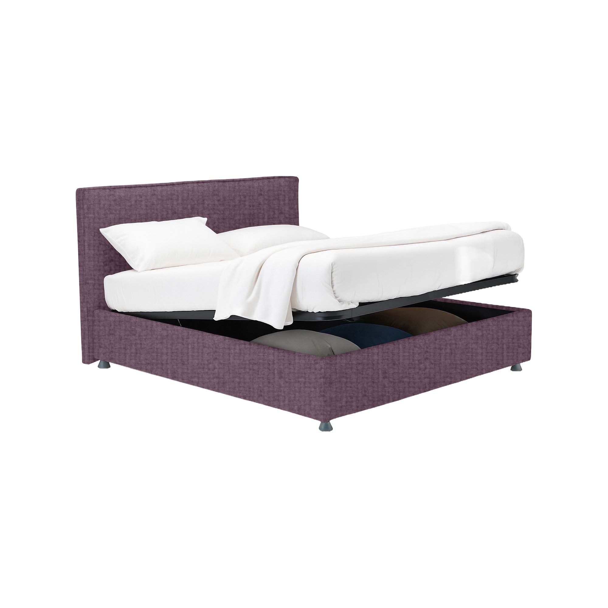 Letto singolo con contenitore e rivestimento viola di alta qualità, stile moderno