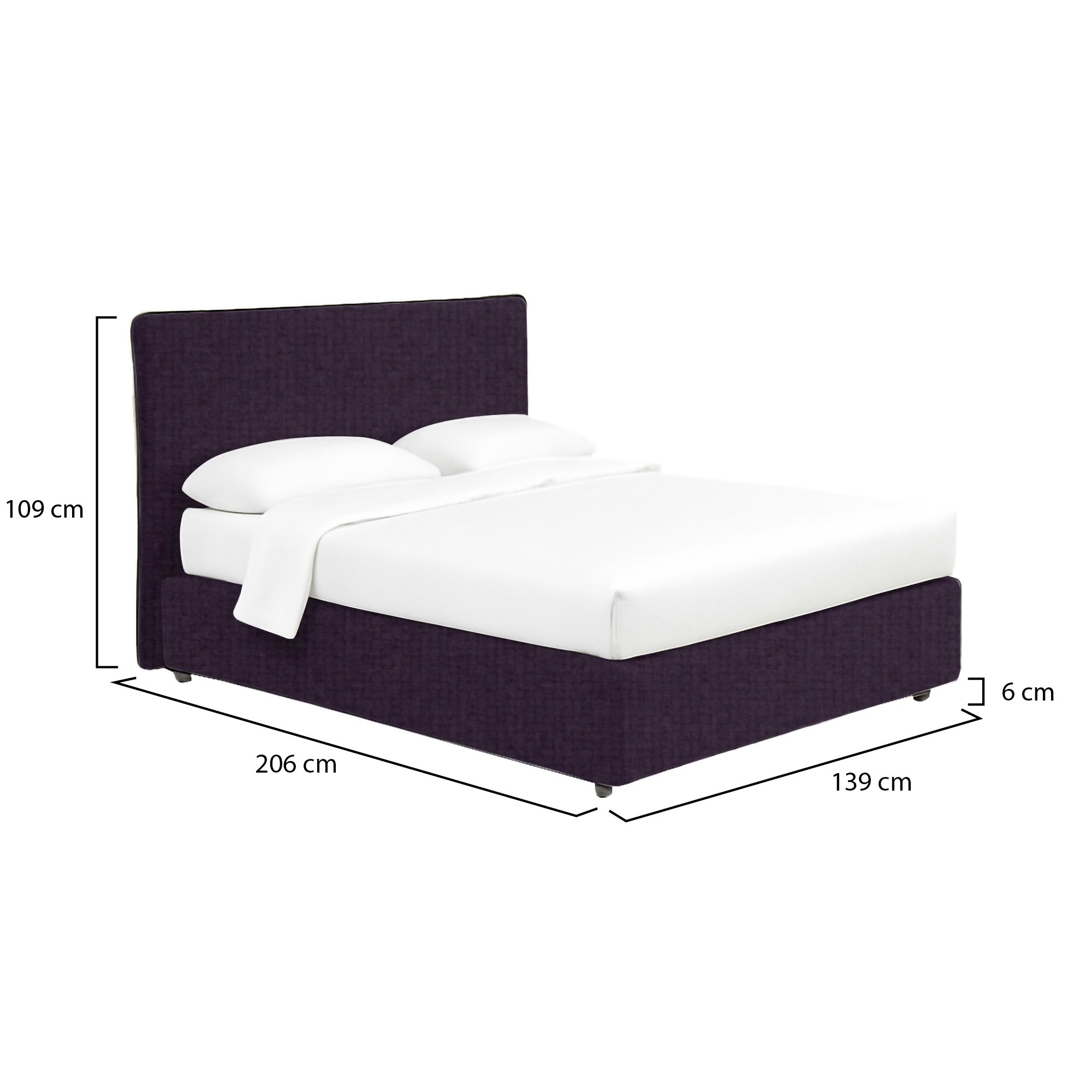 Letto piazza e mezza con contenitore e rivestimento sfoderabile, colore viola