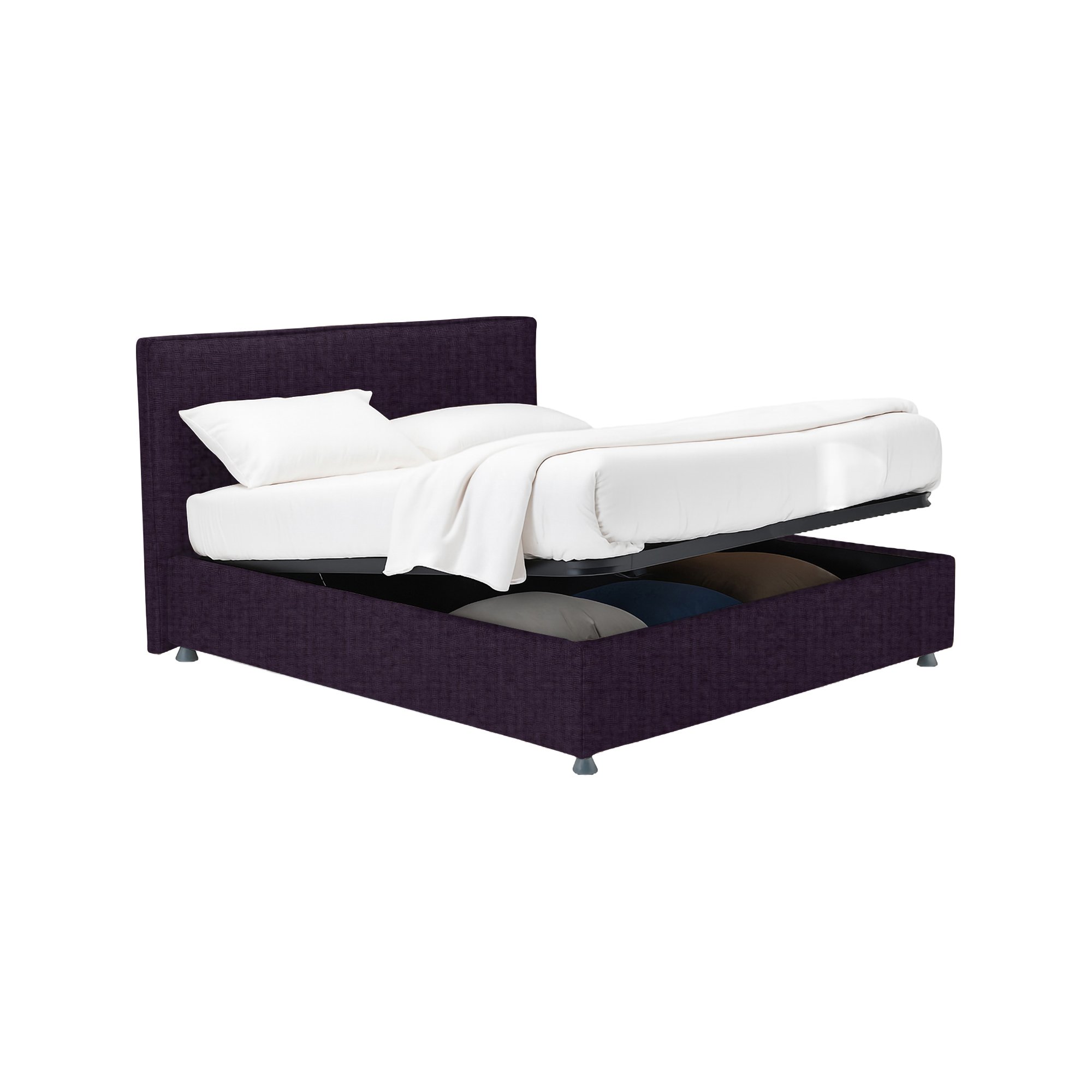Letto matrimoniale viola sfoderabile con contenitore