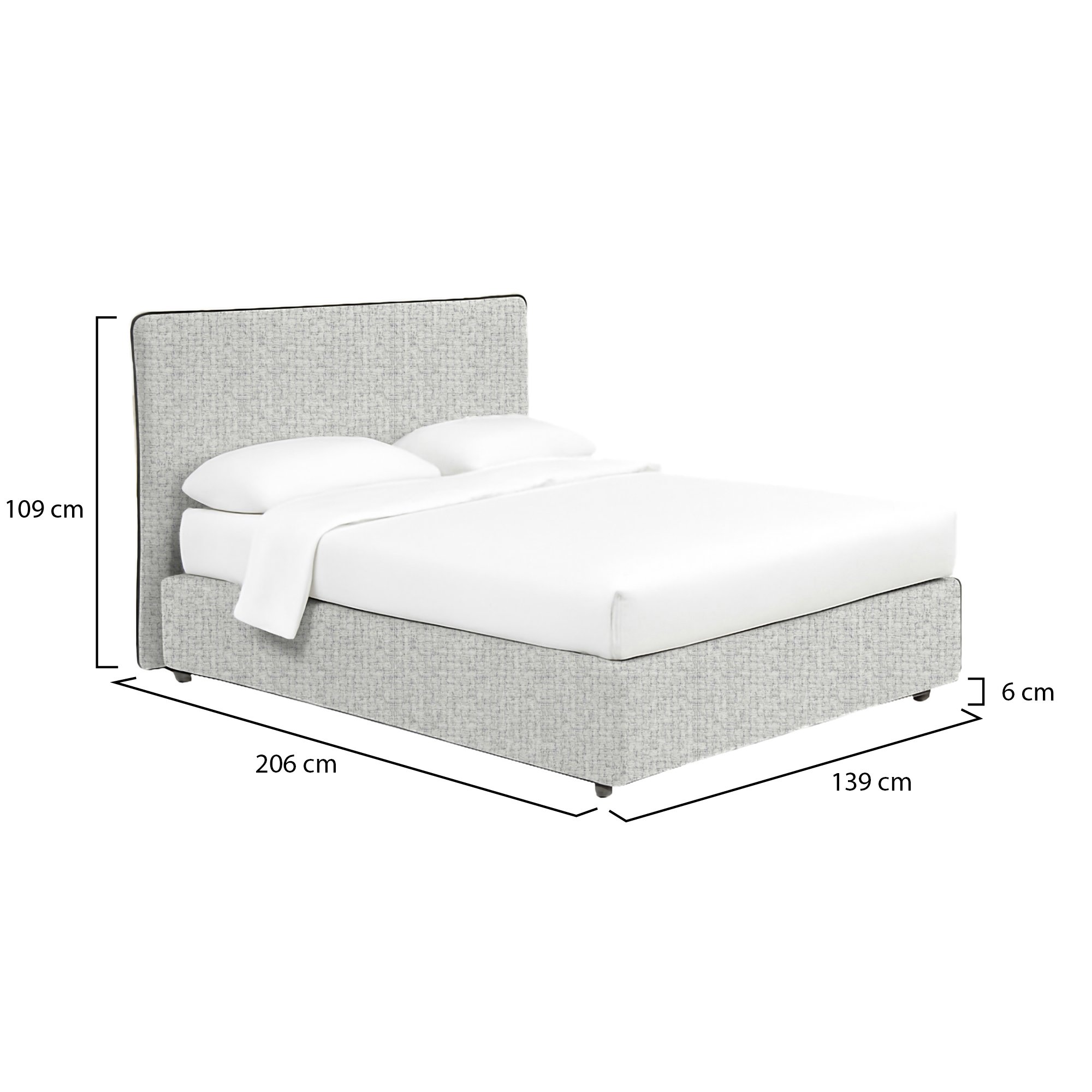 Letto piazza e mezza con contenitore Dmora in tessuto grigio chiaro e struttura robusta
