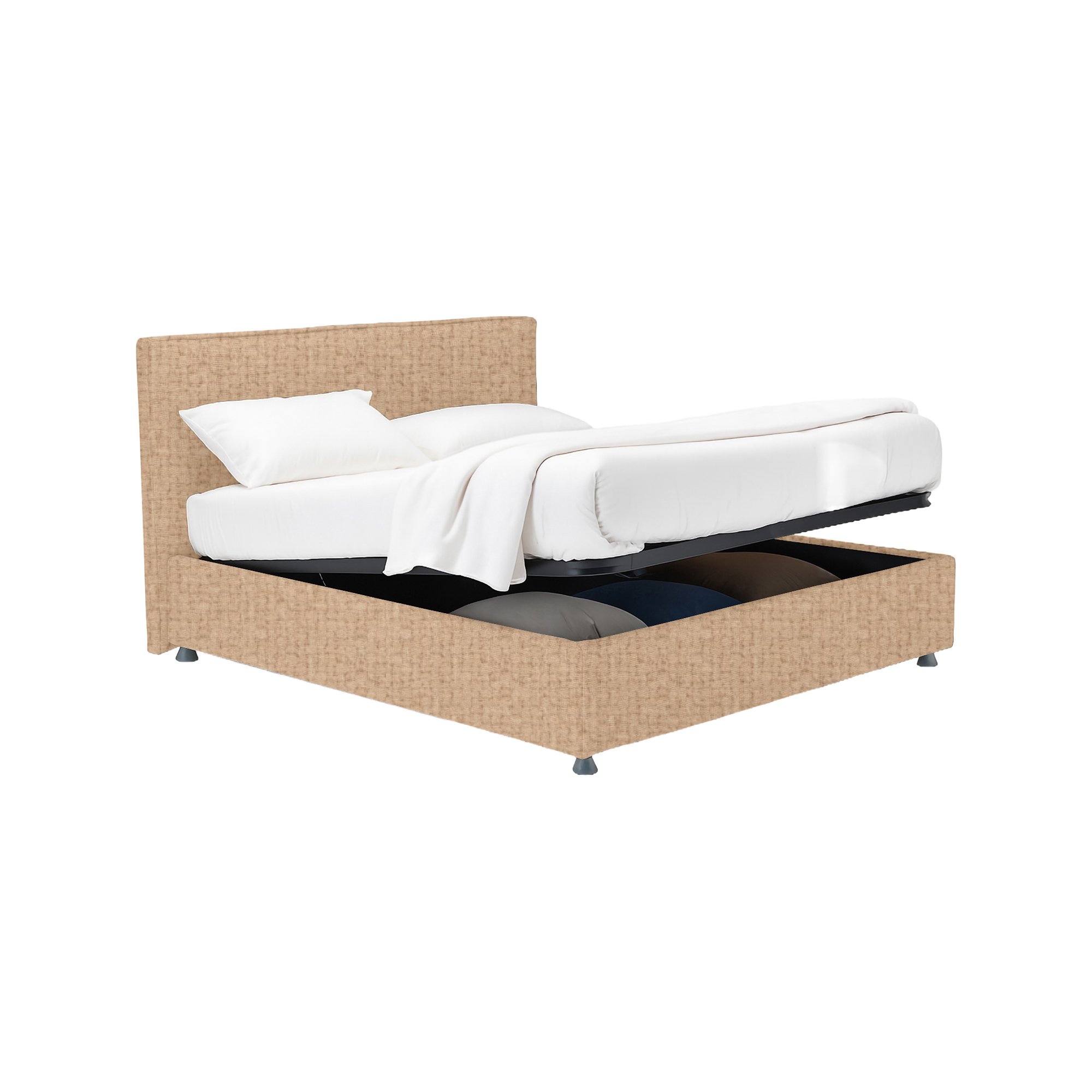Letto piazza e mezza imbottito con contenitore e rete inclusa