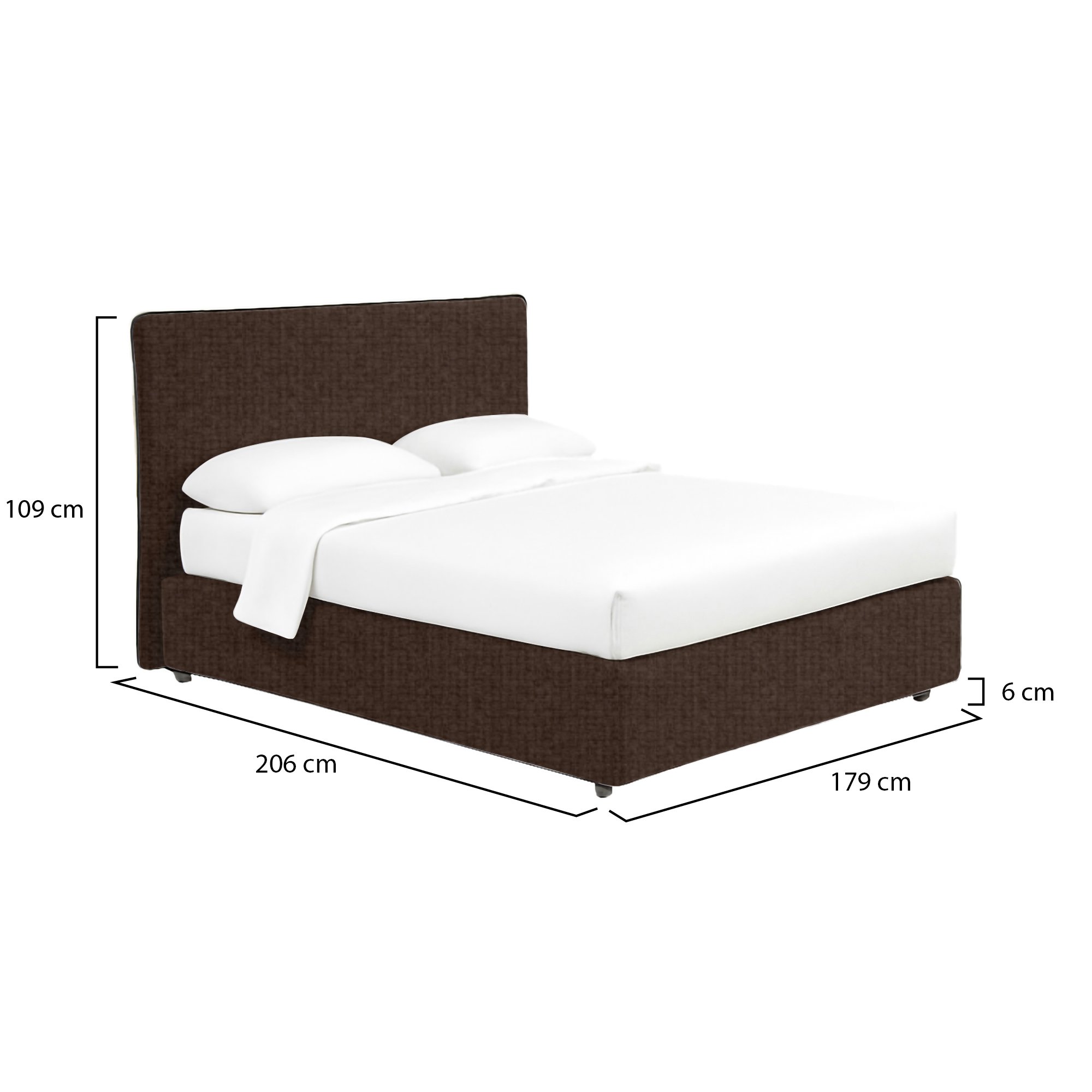 Letto matrimoniale contenitore sfoderabile in tessuto marrone