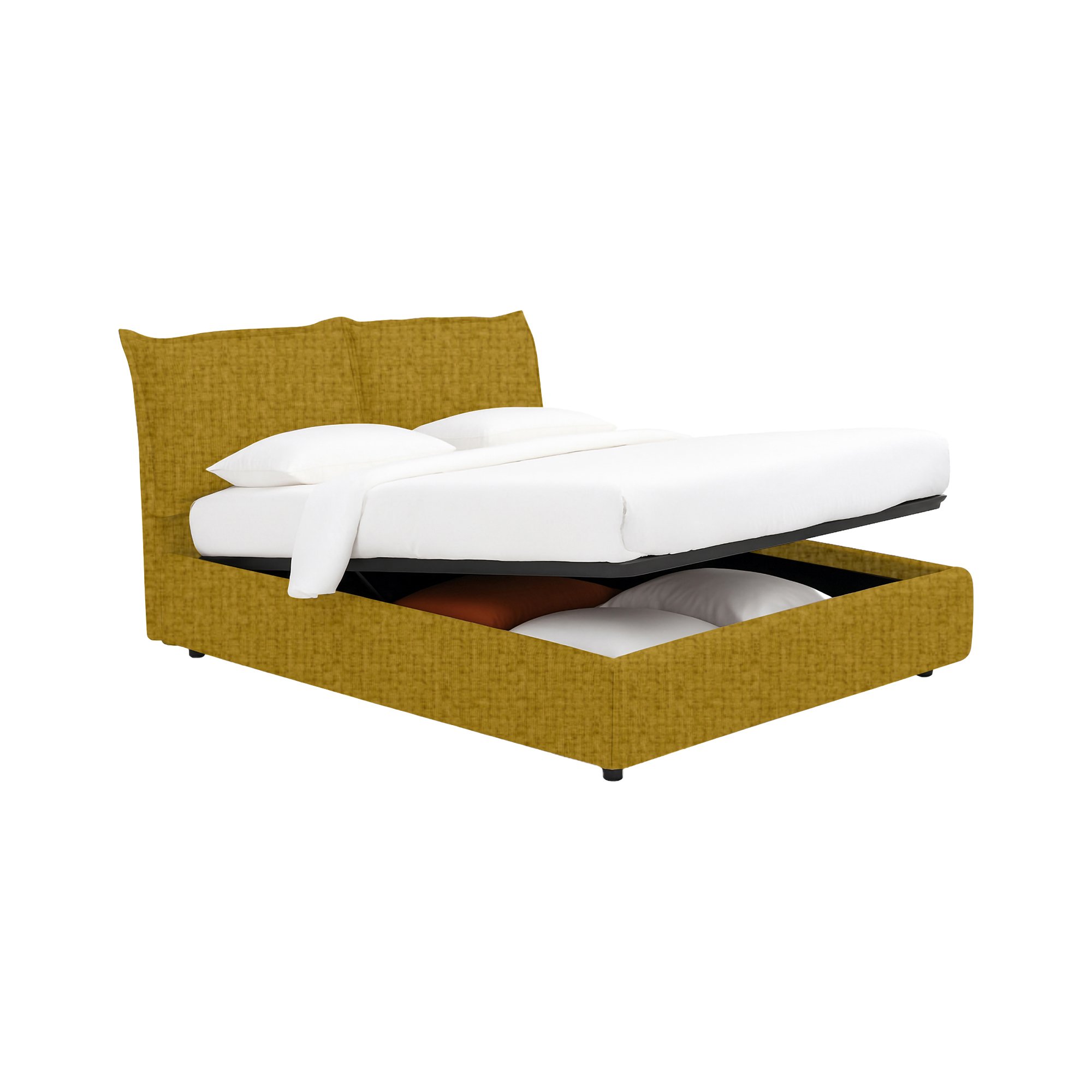 Letto piazza e mezza con dettagli giallo ocra