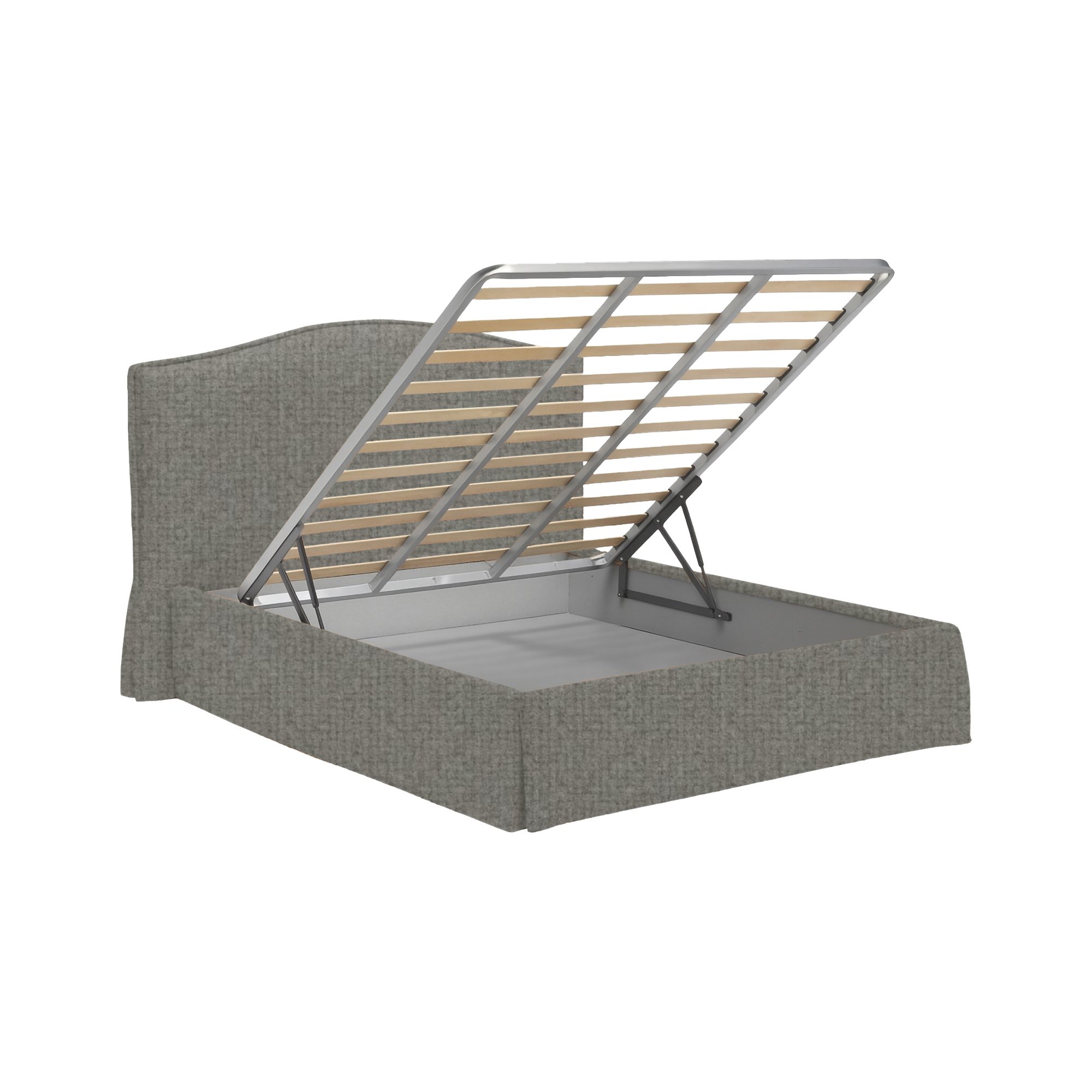 Letto matrimoniale grigio cenere con struttura resistente e design moderno