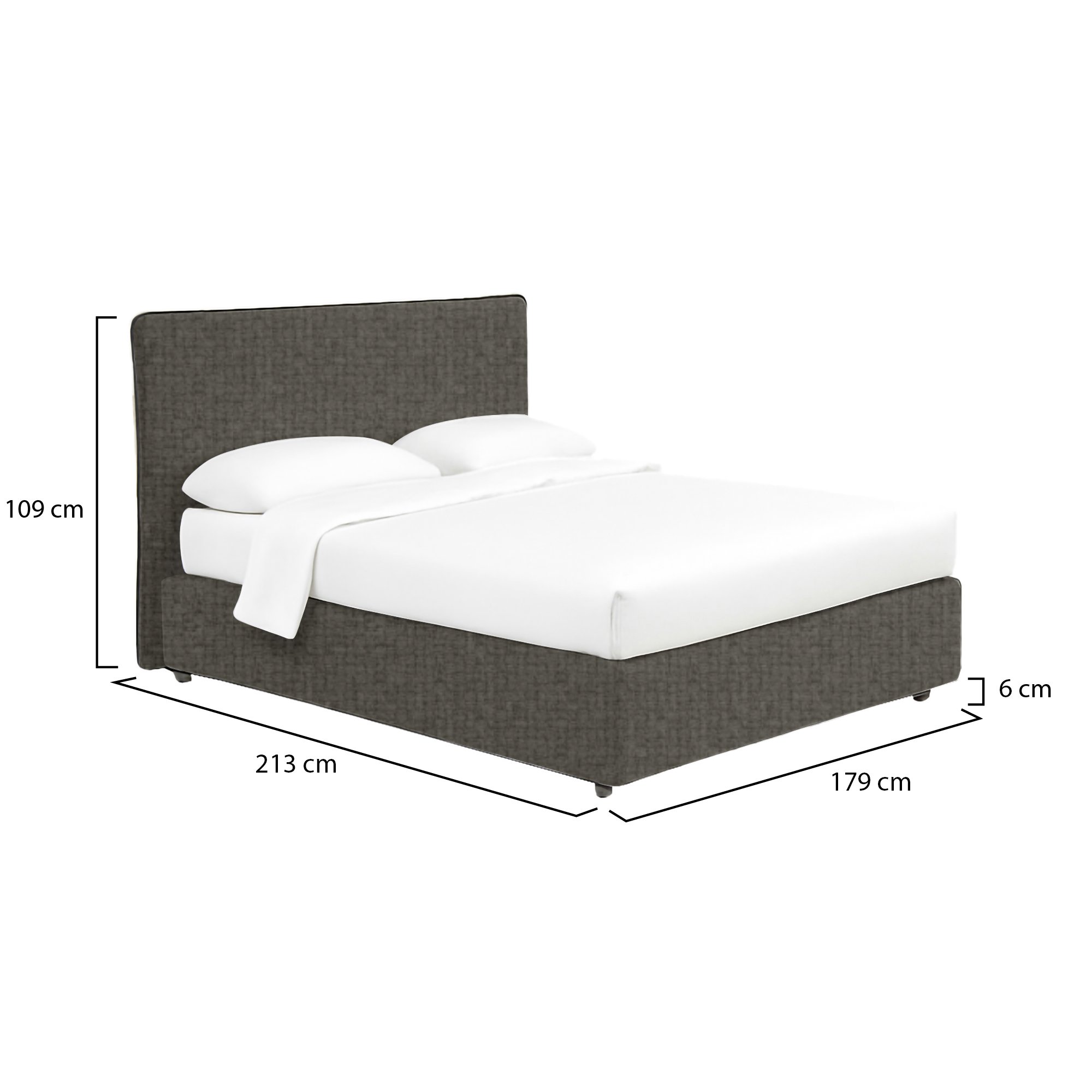 Letto matrimoniale Dmora grigio tortora con contenitore