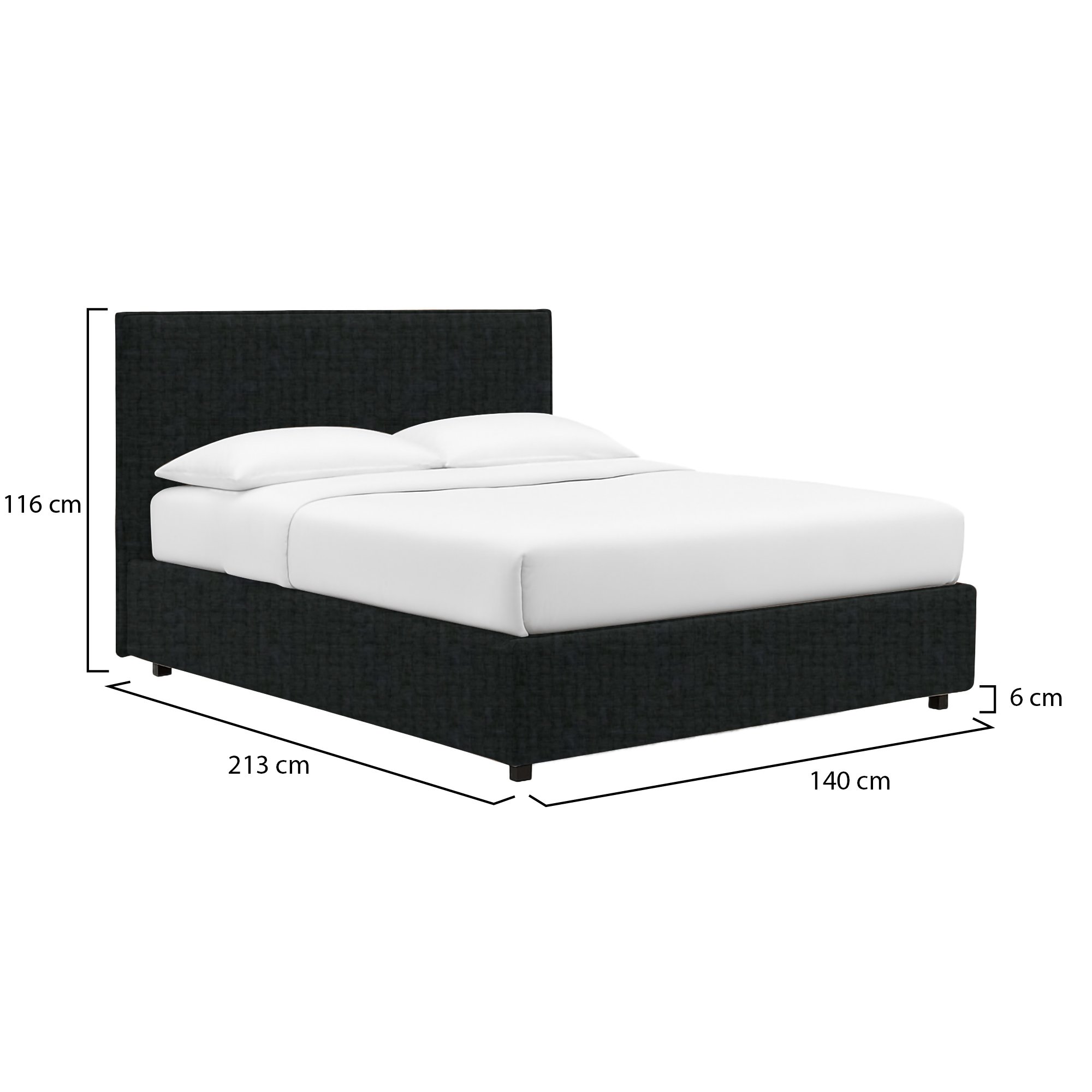 Letto piazza e mezza Dmora grigio scuro con contenitore