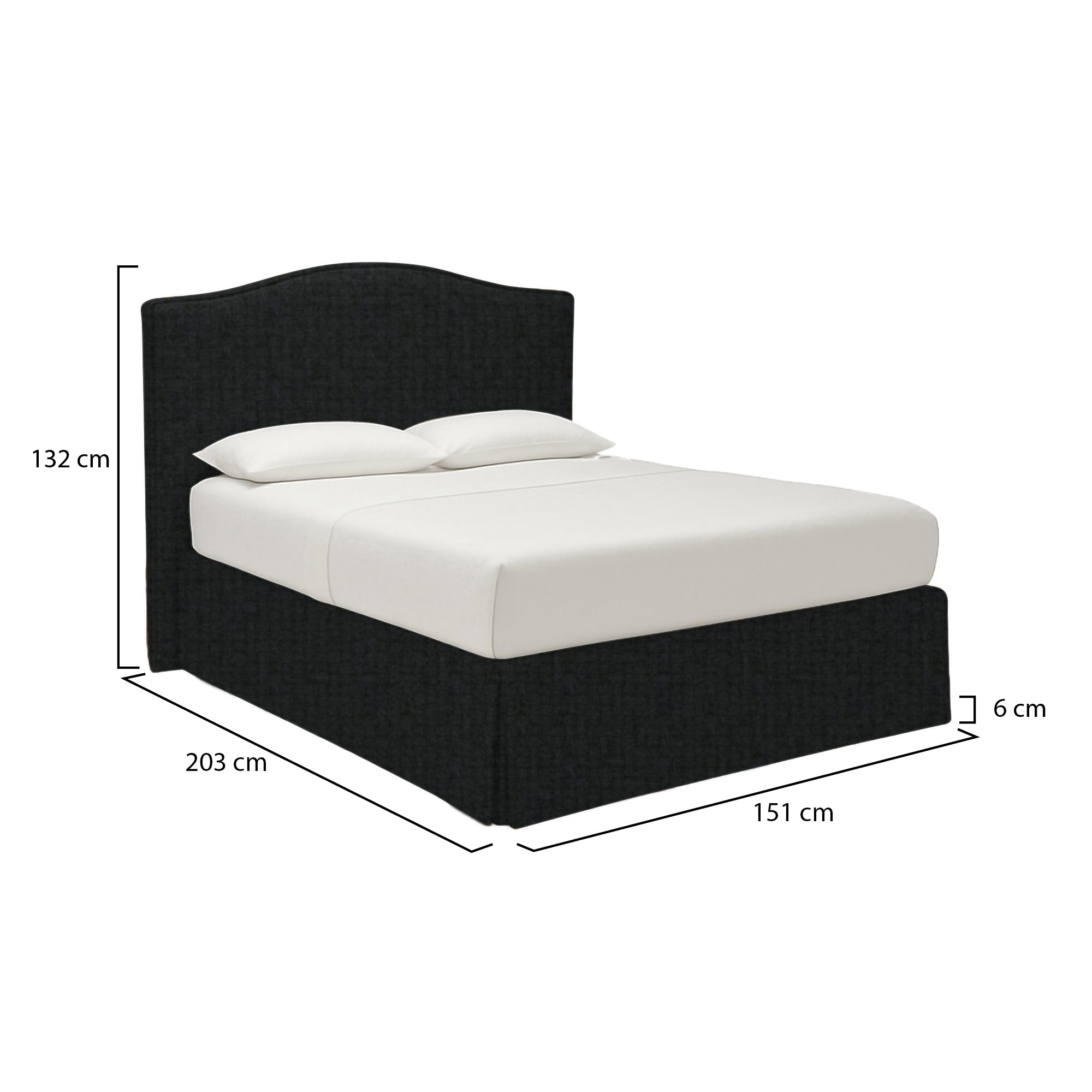 Letto piazza e mezza Dmora in tessuto grigio scuro con contenitore.