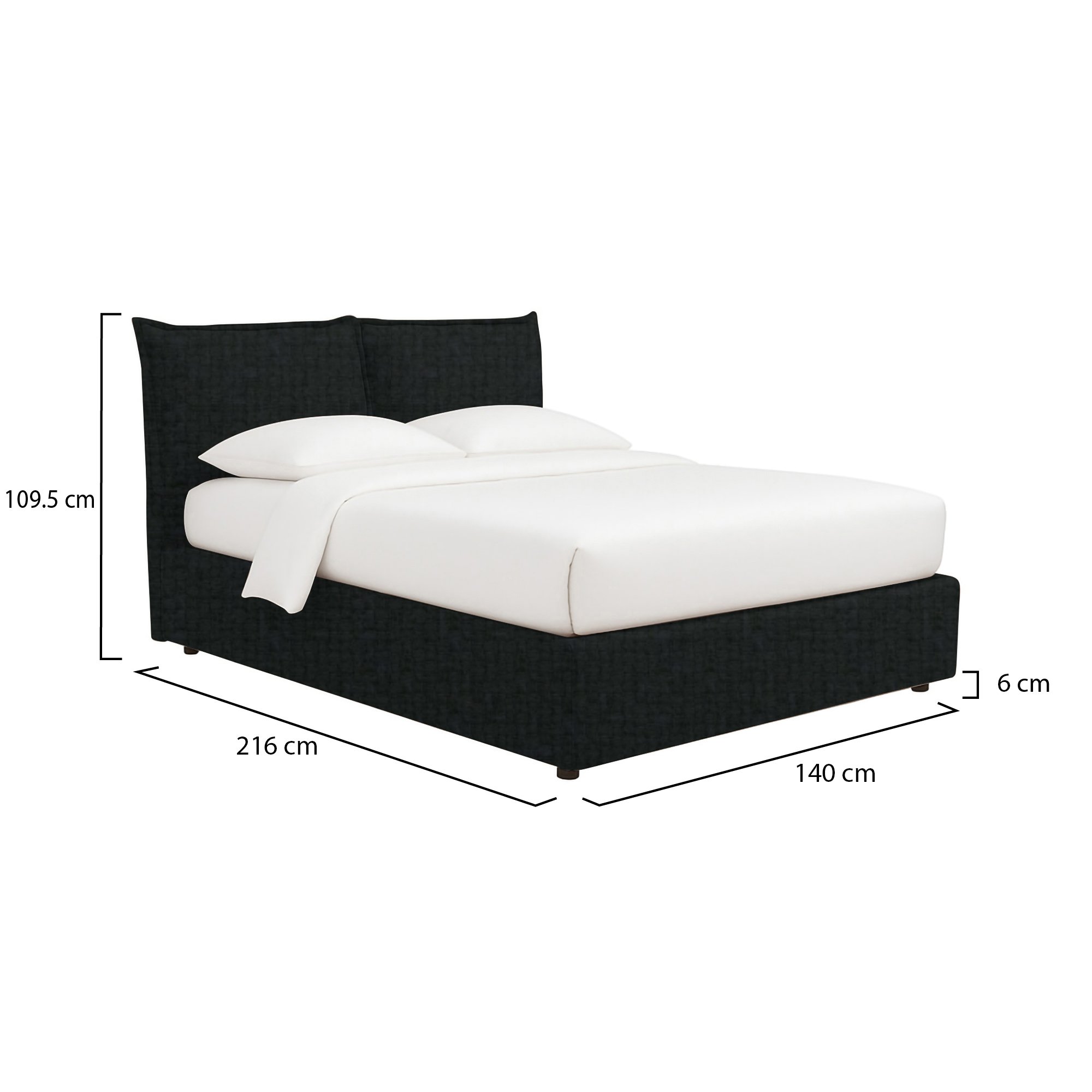Letto piazza e mezza con contenitore e rivestimento grigio