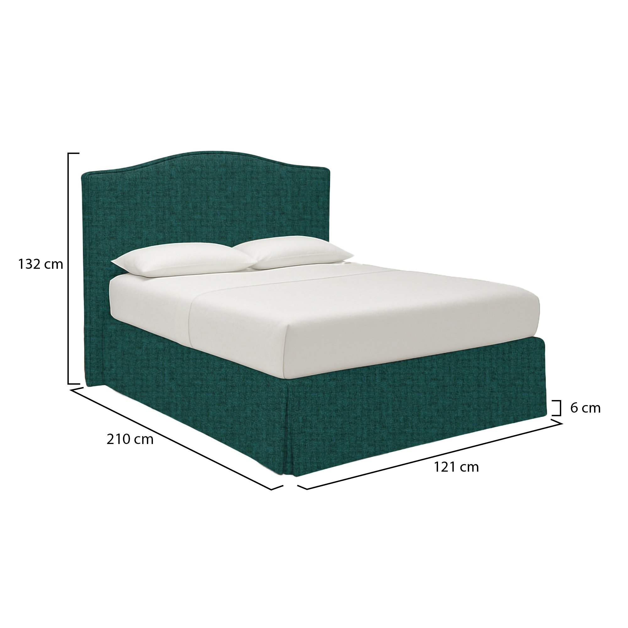 Letto singolo verde petrolio con contenitore e rete inclusa