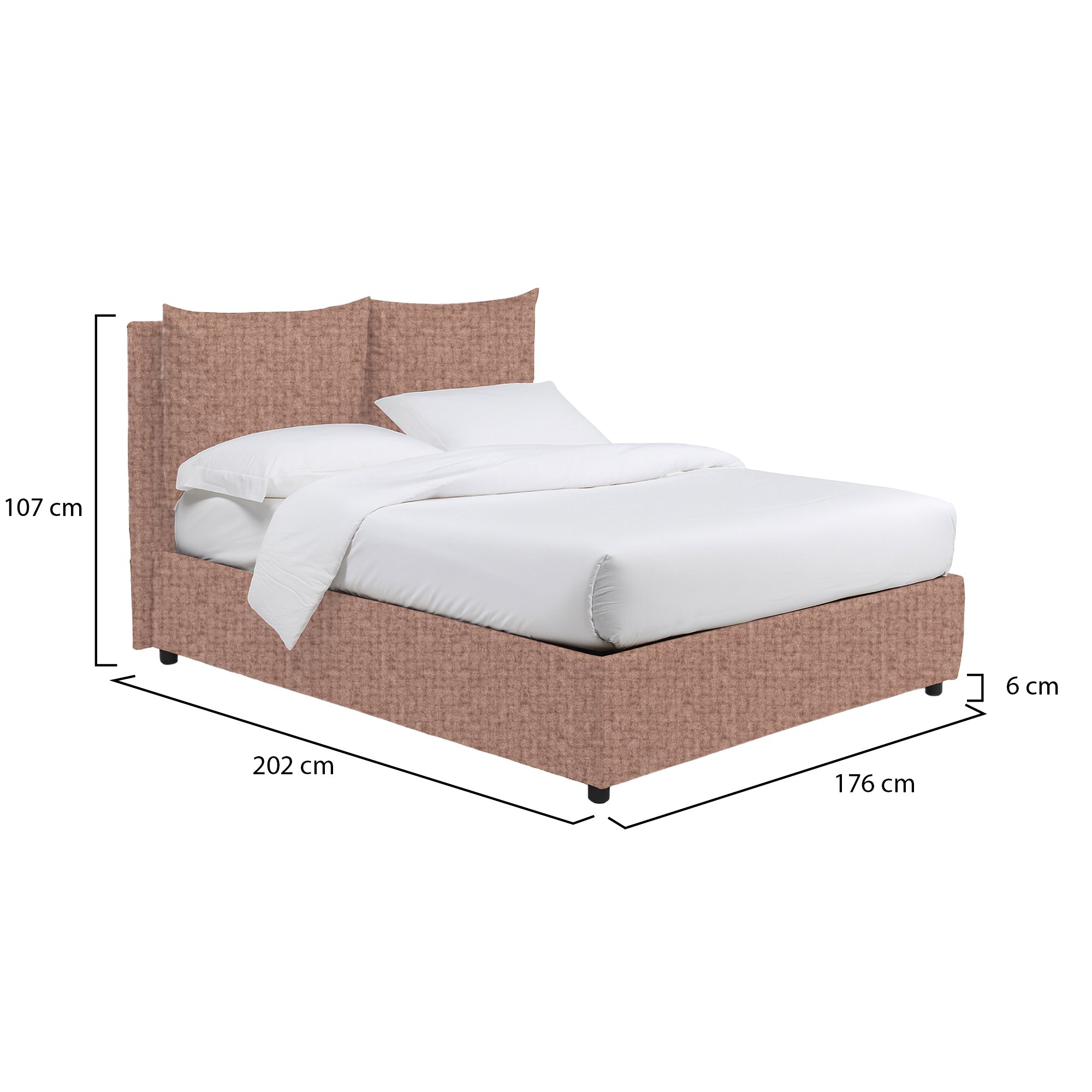 Letto matrimoniale rosa con contenitore e struttura robusta