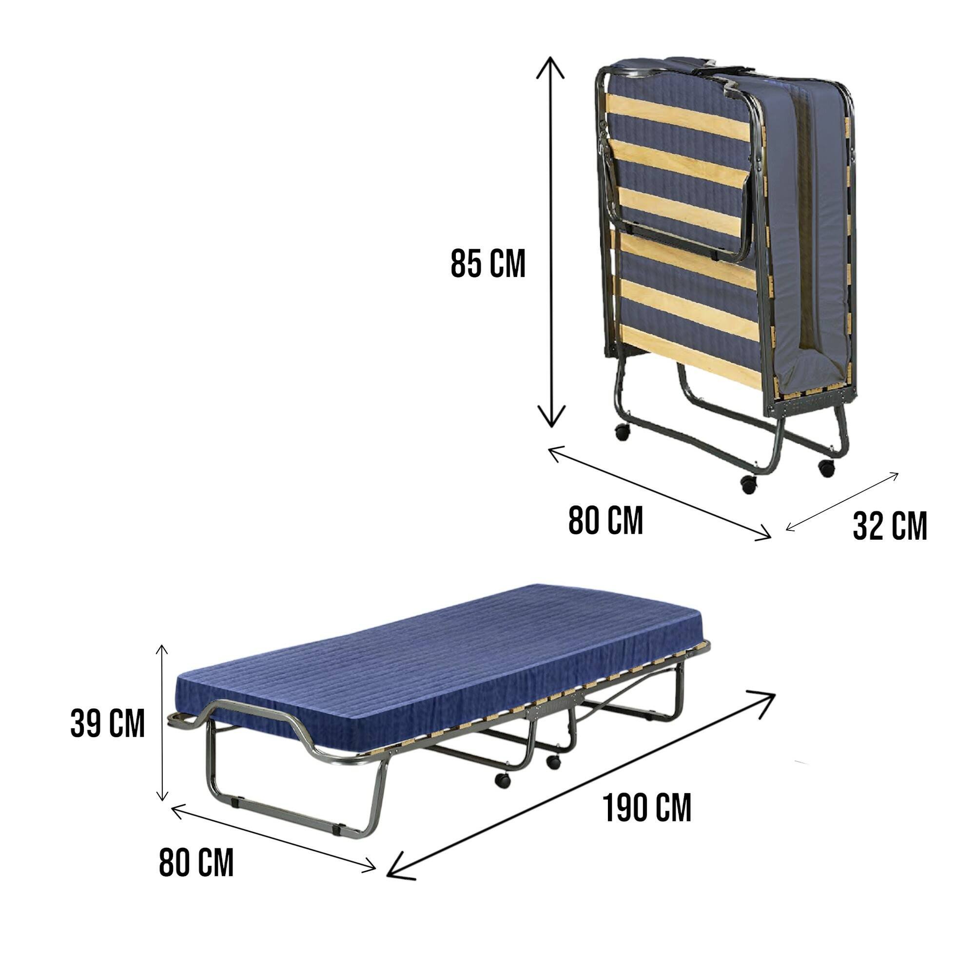 Letto pieghevole nero Jeans con materasso incluso e rete