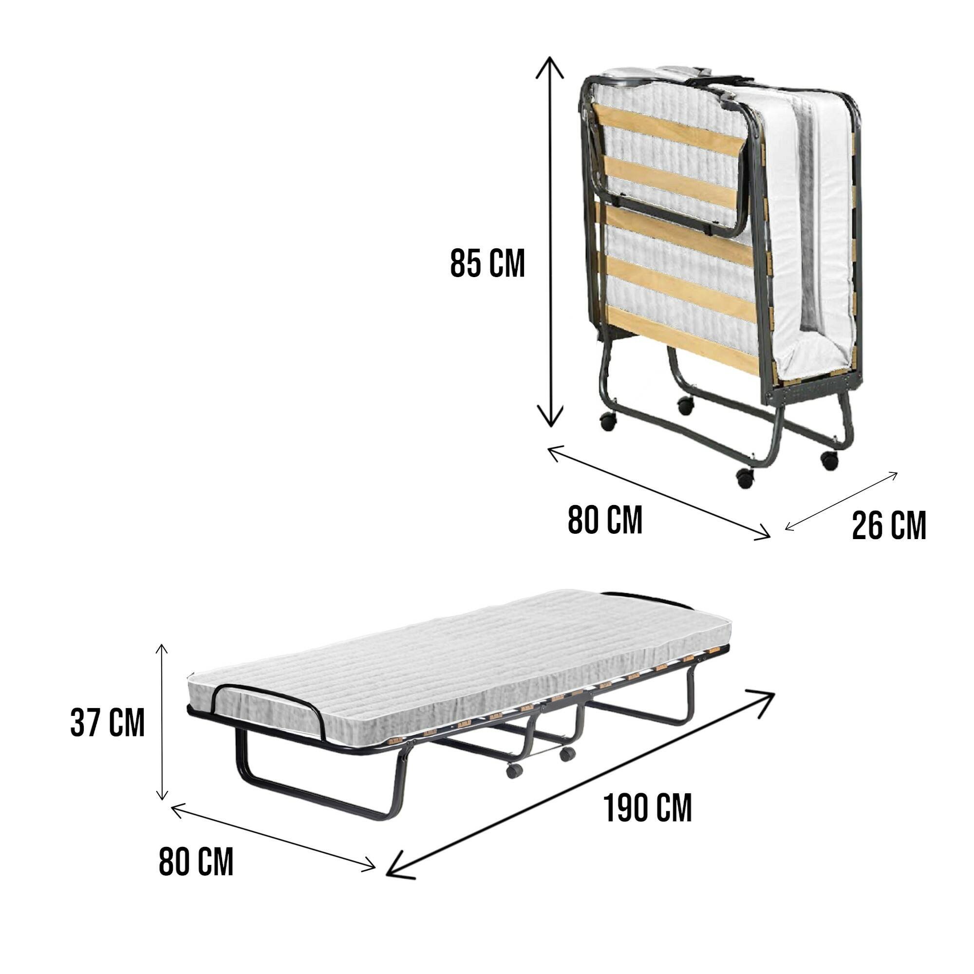 Letto pieghevole nero con materasso incluso