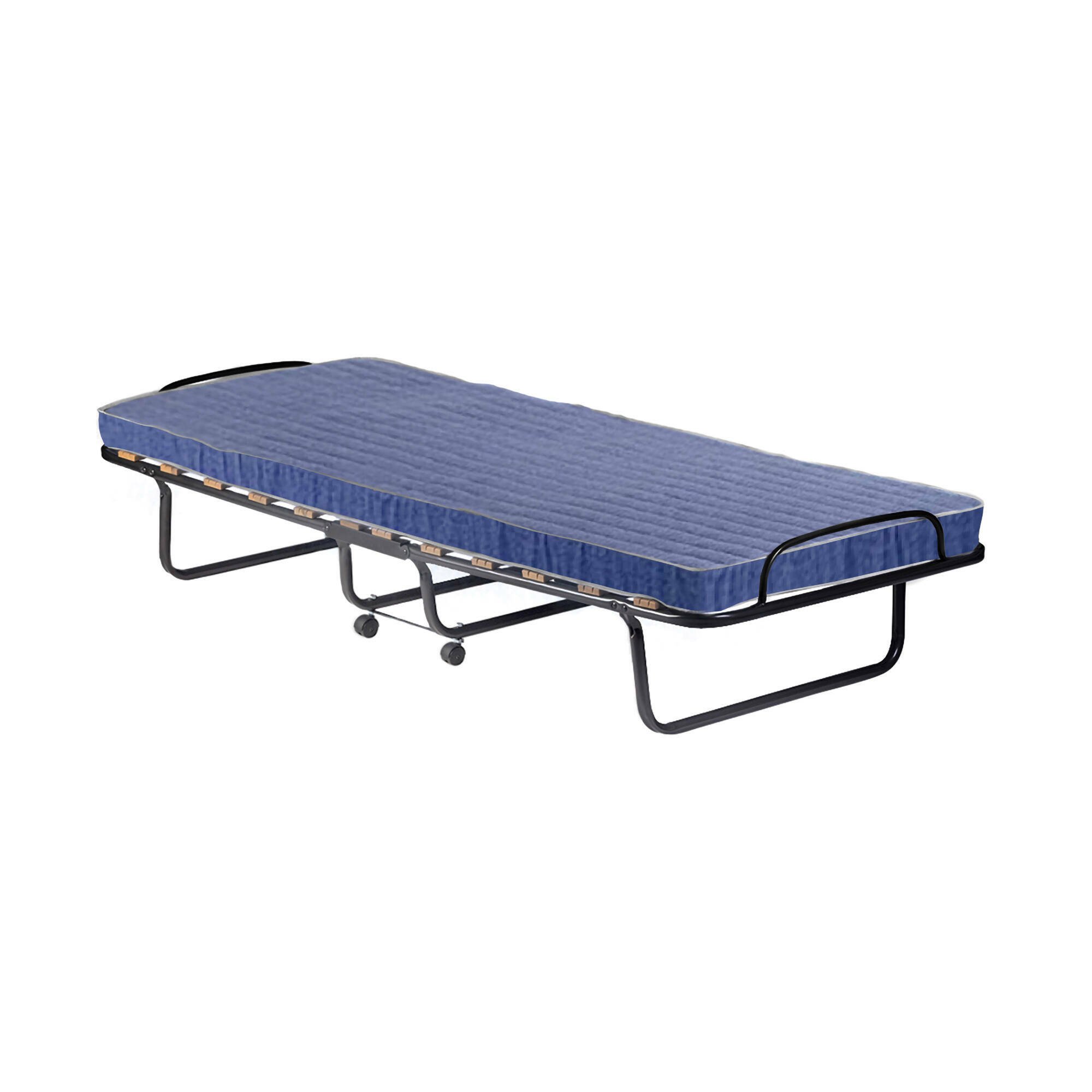 Letto pieghevole nero jeans con materasso incluso e rete robusta