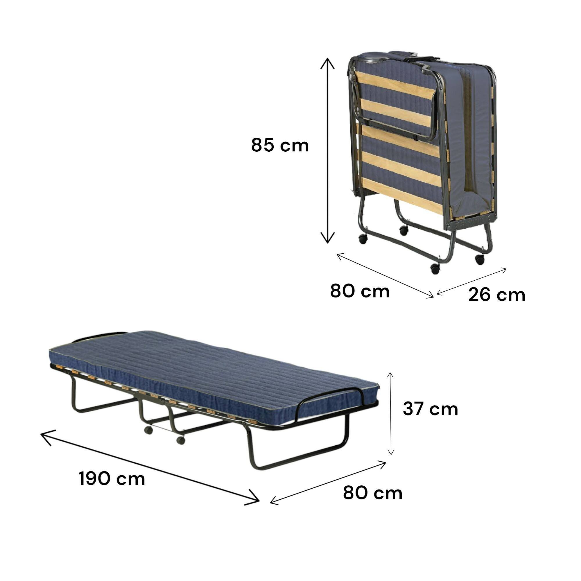 Letto pieghevole nero con materasso incluso