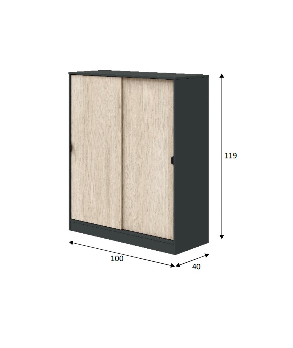 Guardaroba 2 ante in legno nobilitato grigio antracite con dimensioni 100x119x40 cm