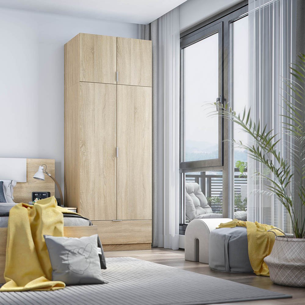 Armadio multiuso 2 ante marrone rovere in ambiente domestico