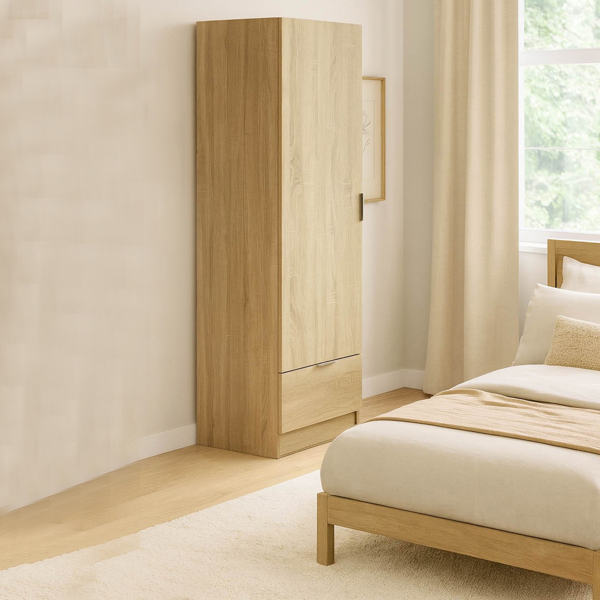 Guardaroba grande in legno nobilitato colore marrone rovere per camera da letto